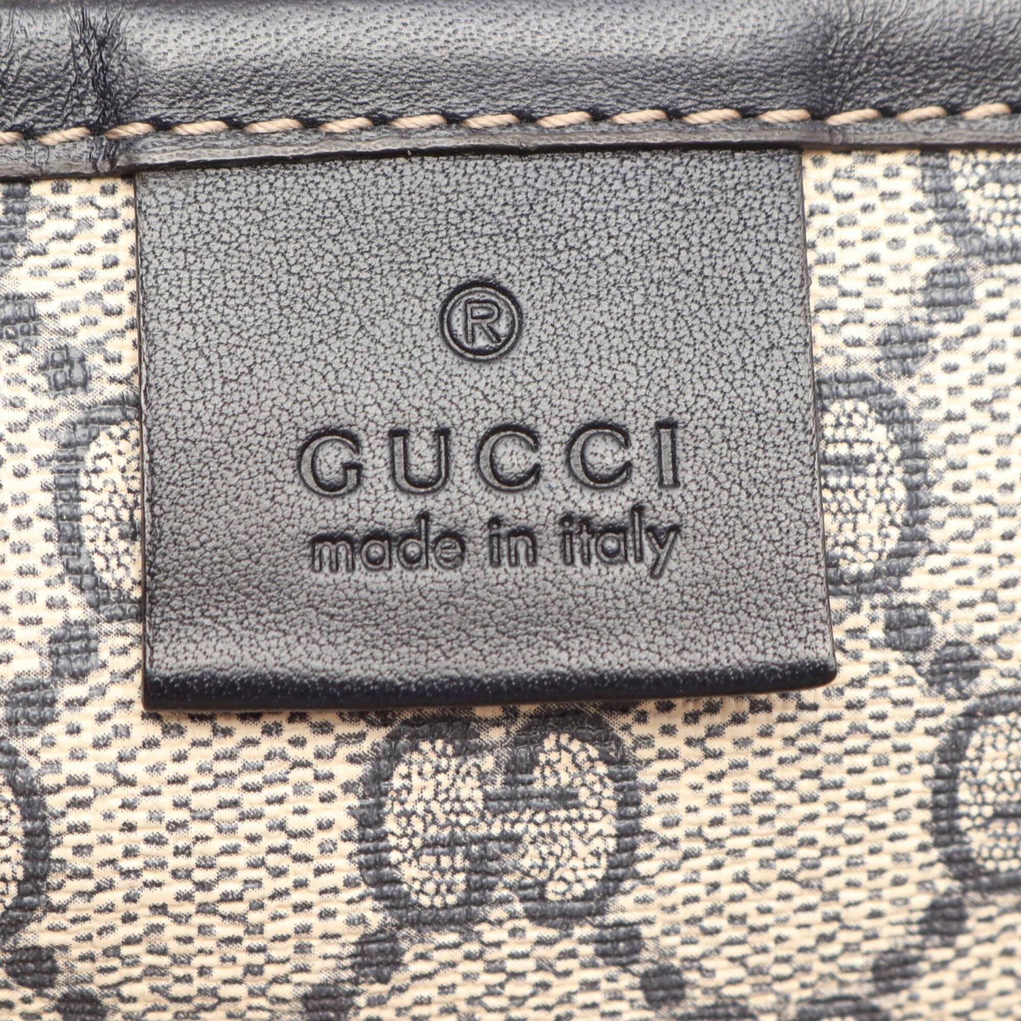 Gucci Beige Navy Gg Supreme Leather Handbag Tote Bag (Pre-Owned)