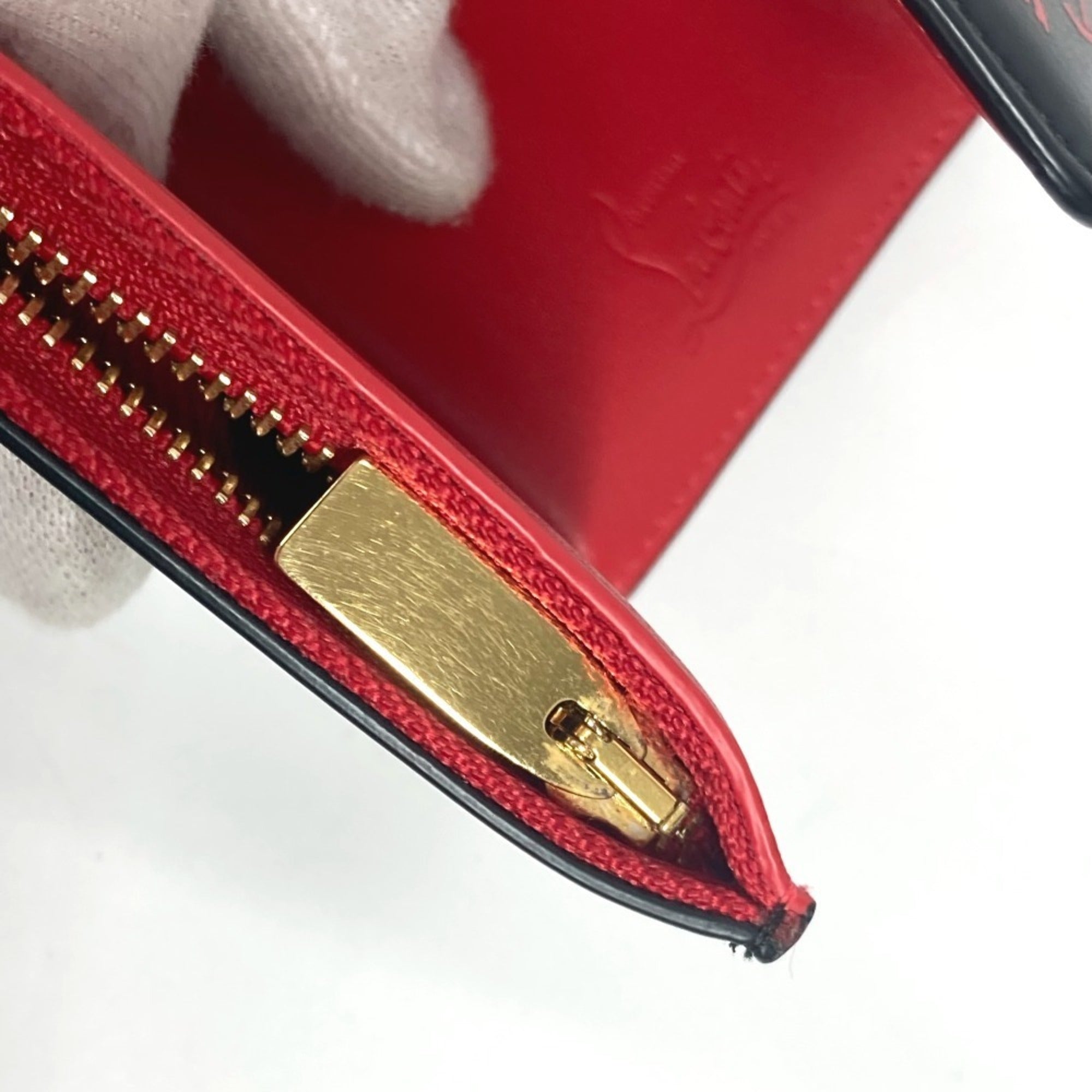 Christian Louboutin Black Multi-Color Leather Wallet (Tri-Fold) (Pre-Owned)