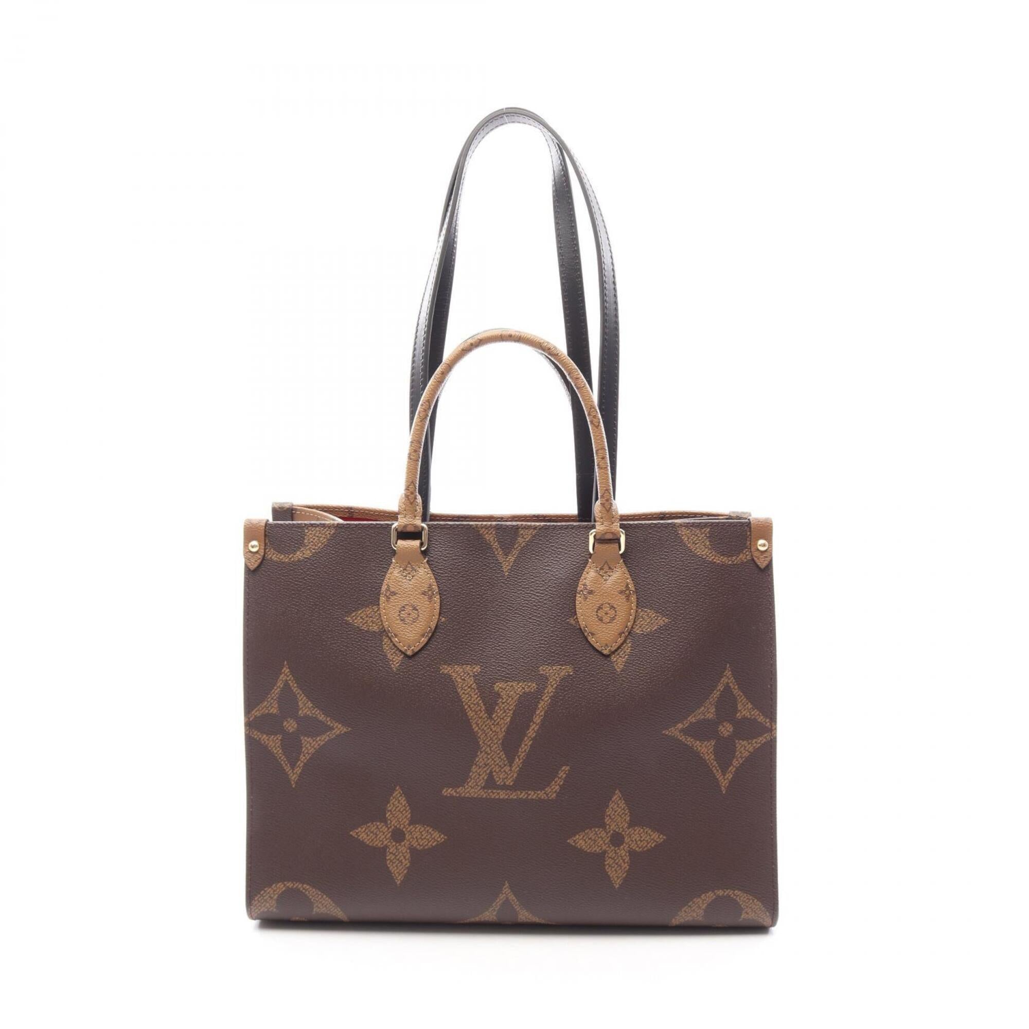 Louis Vuitton Beige Brown Monogram Coated Canvas Leather Handbag Tote Bag (Pre-Owned)