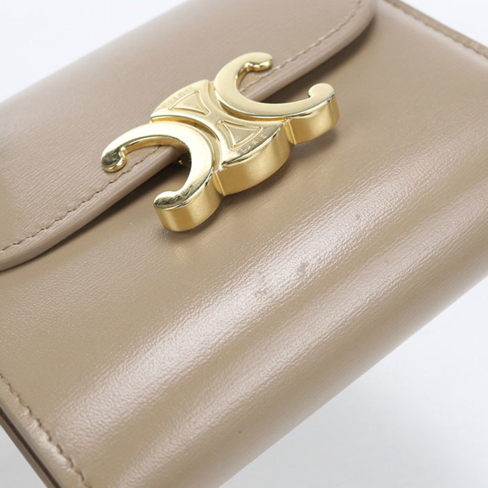 Celine Beige Leather Wallet (Tri-Fold) (Pre-Owned)
