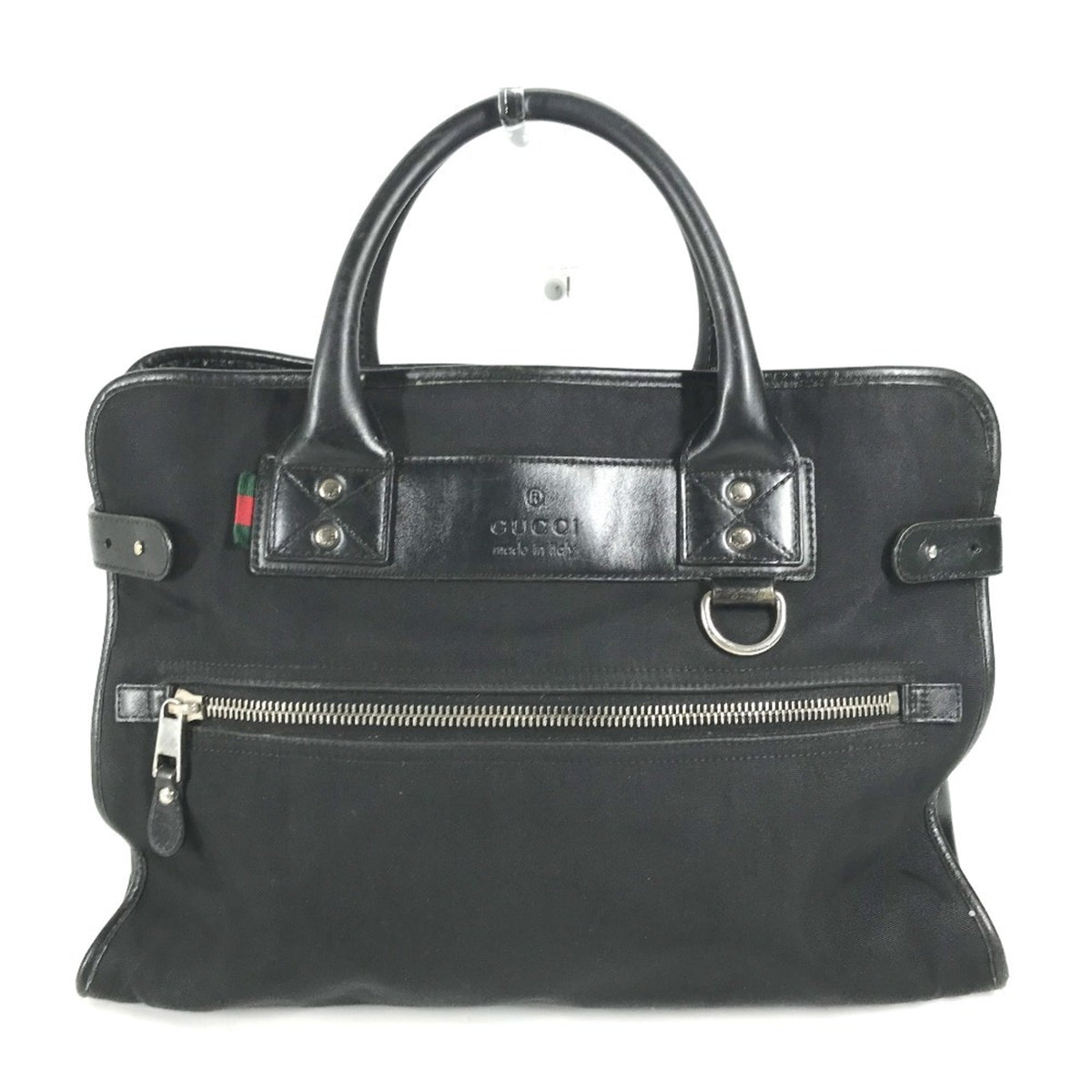 Gucci Black Nylon Leather Handbag Tote Bag (Pre-Owned)