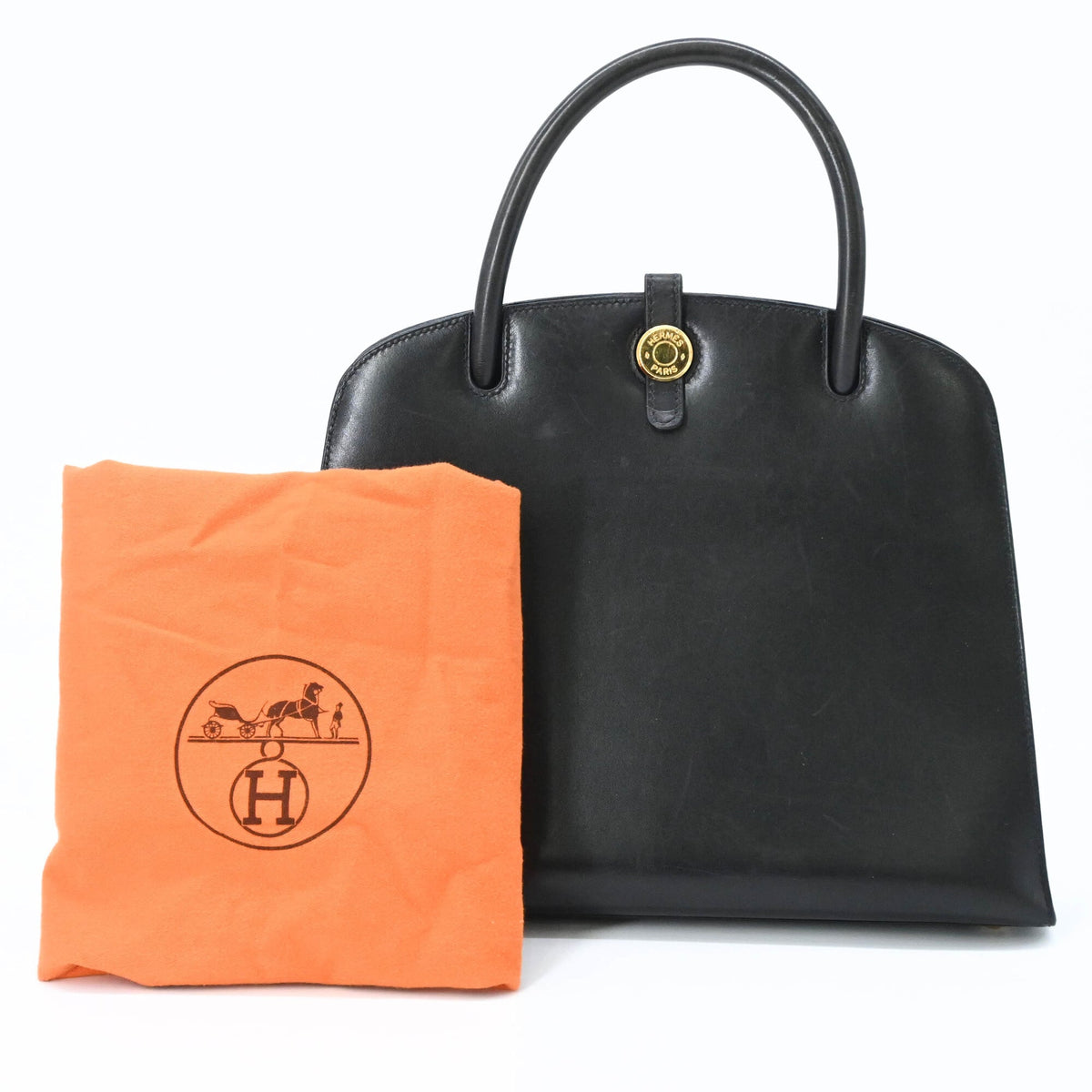 Hermes Dalvy Black Box Calf Leather Handbag (Pre-Owned)