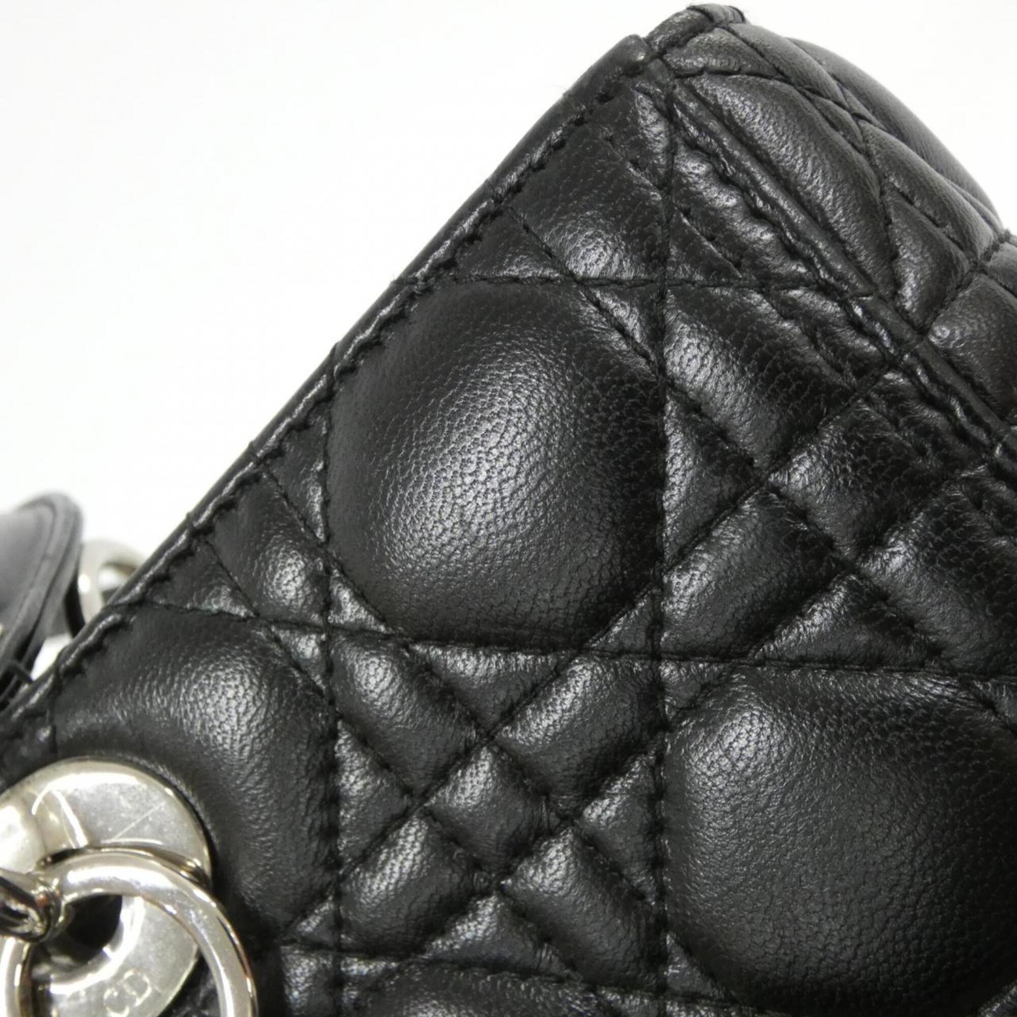 Christian Dior Lady Dior Black Leather Handbag (Pre-Owned)
