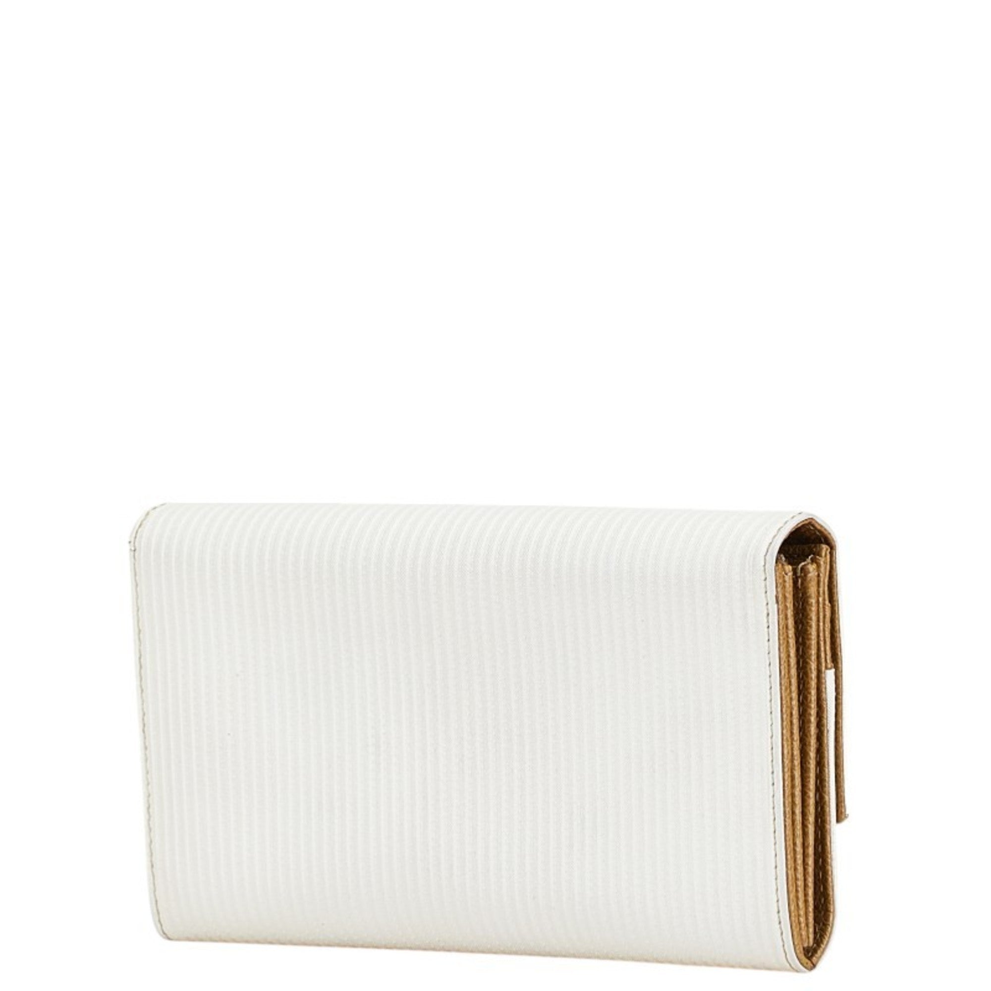 Bvlgari White Leather Long Wallet (Bi-Fold) (Pre-Owned)