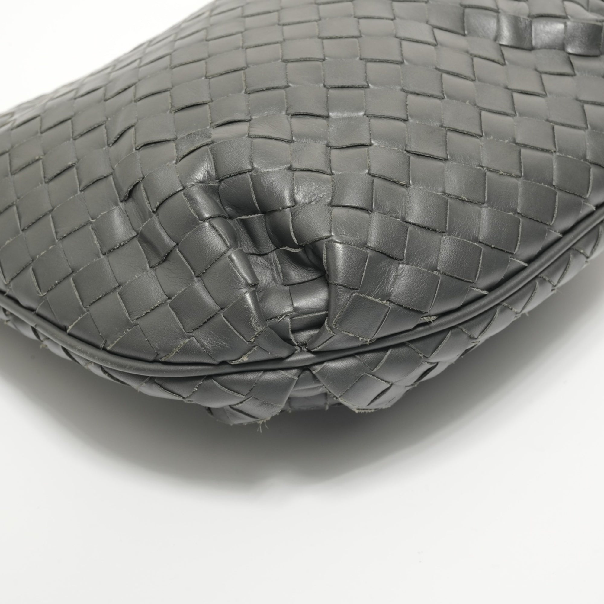 Bottega Veneta Intrecciato Gray Intrecciato Shoulder Bag (Pre-Owned)