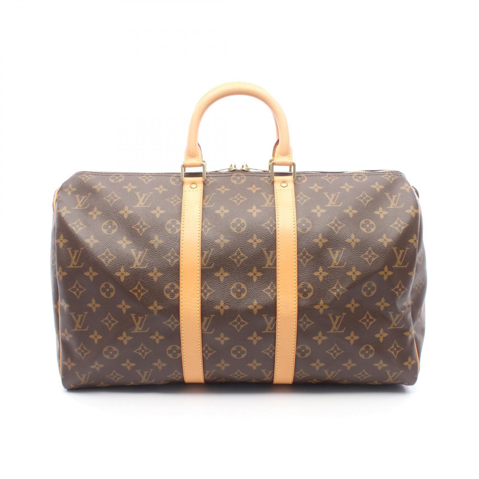 Louis Vuitton Brown Monogram Coated Canvas Leather Boston Bag Handbag (Pre-Owned)