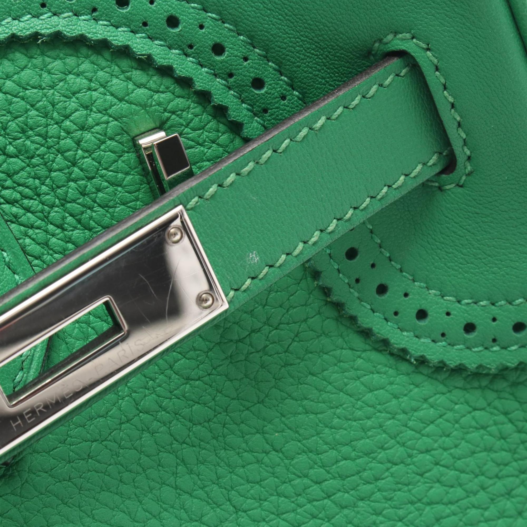Hermes Bambou Green Togo Leather Leather Handbag (Pre-Owned)