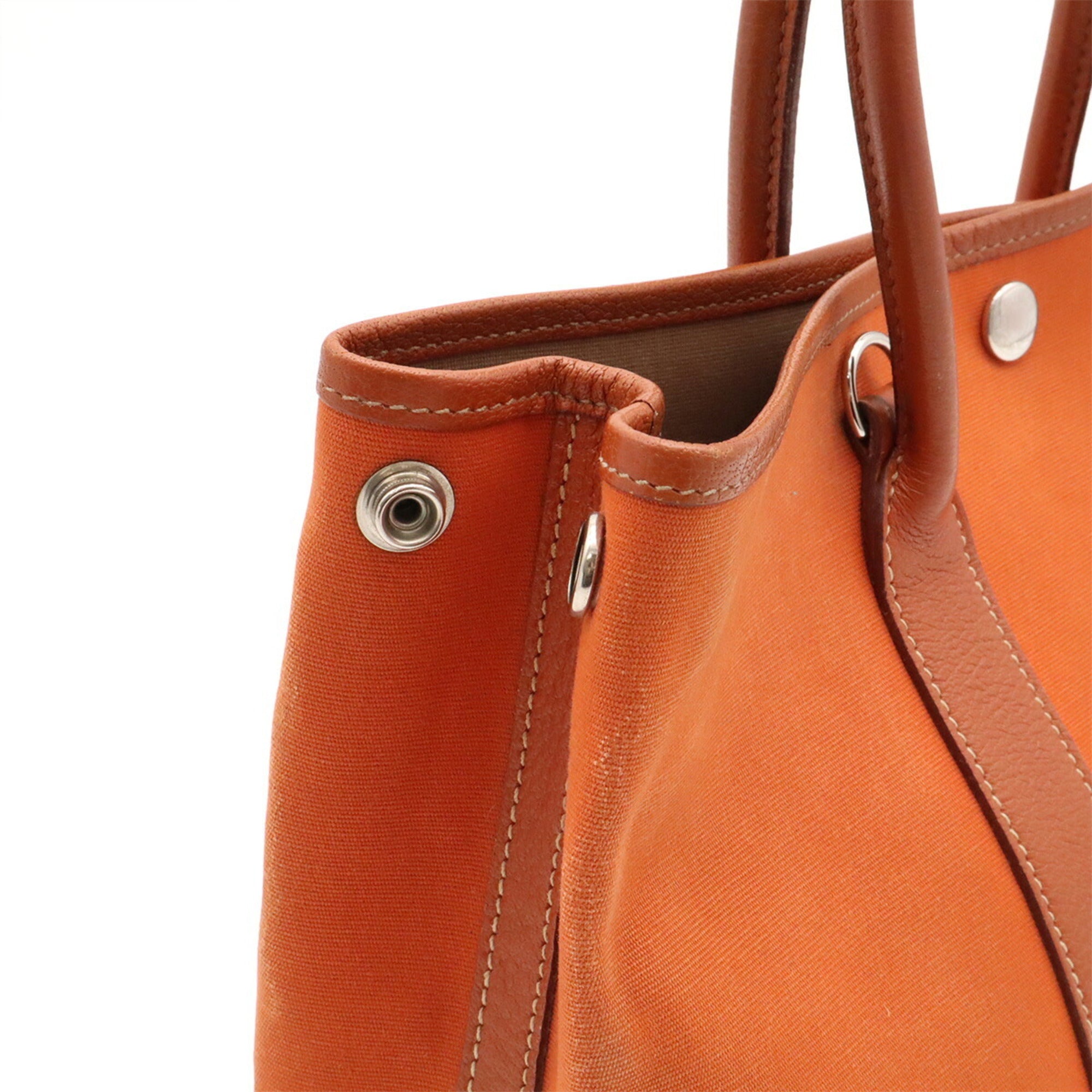 Hermes Orange Toile Officier Handbag Shoulder Bag Tote Bag (Pre-Owned)