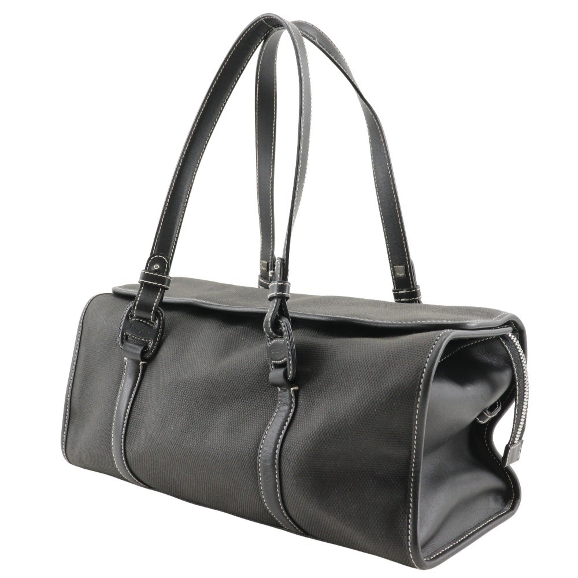Salvatore Ferragamo Black Canvas Handbag (Pre-Owned)