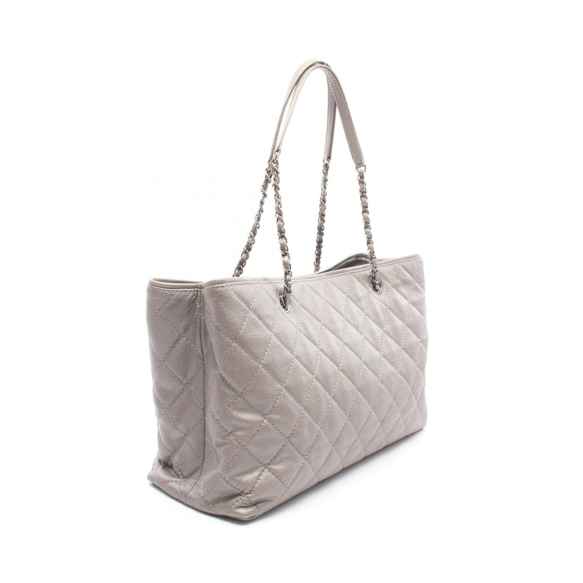 Chanel Silver Grained Calfskin Handbag Tote Bag (Pre-Owned)