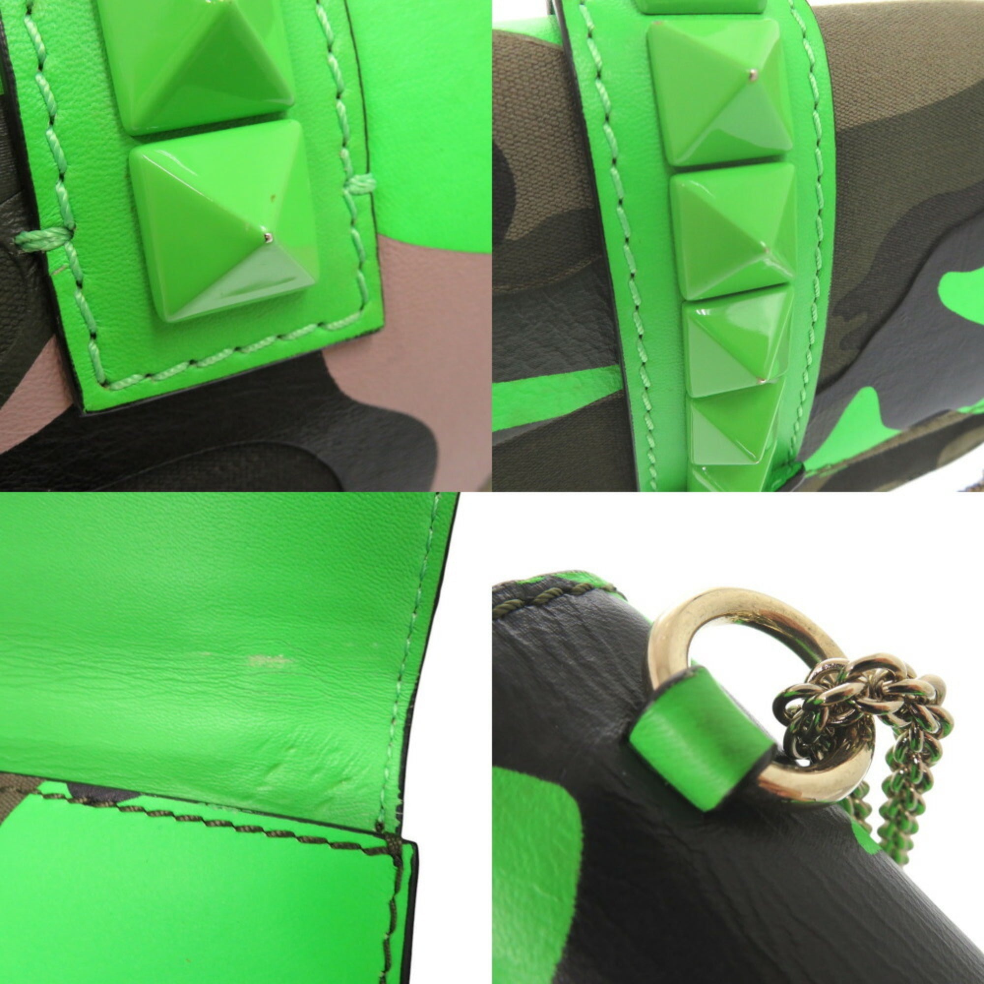 Valentino Garavani Camouflage Green Canvas Leather Shoulder Bag (Pre-Owned)