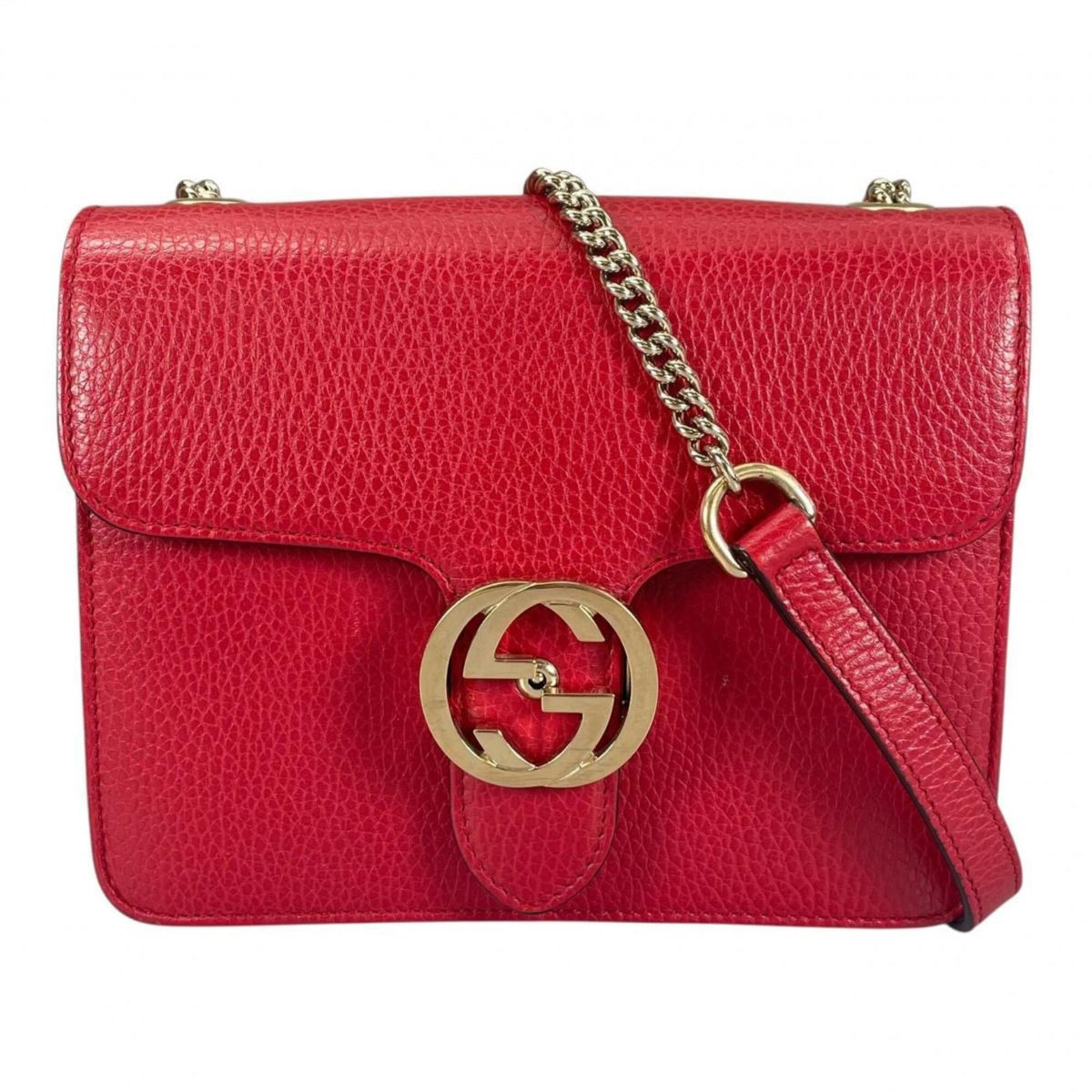Gucci Red Color Leather Shoulder Bag (Pre-Owned)