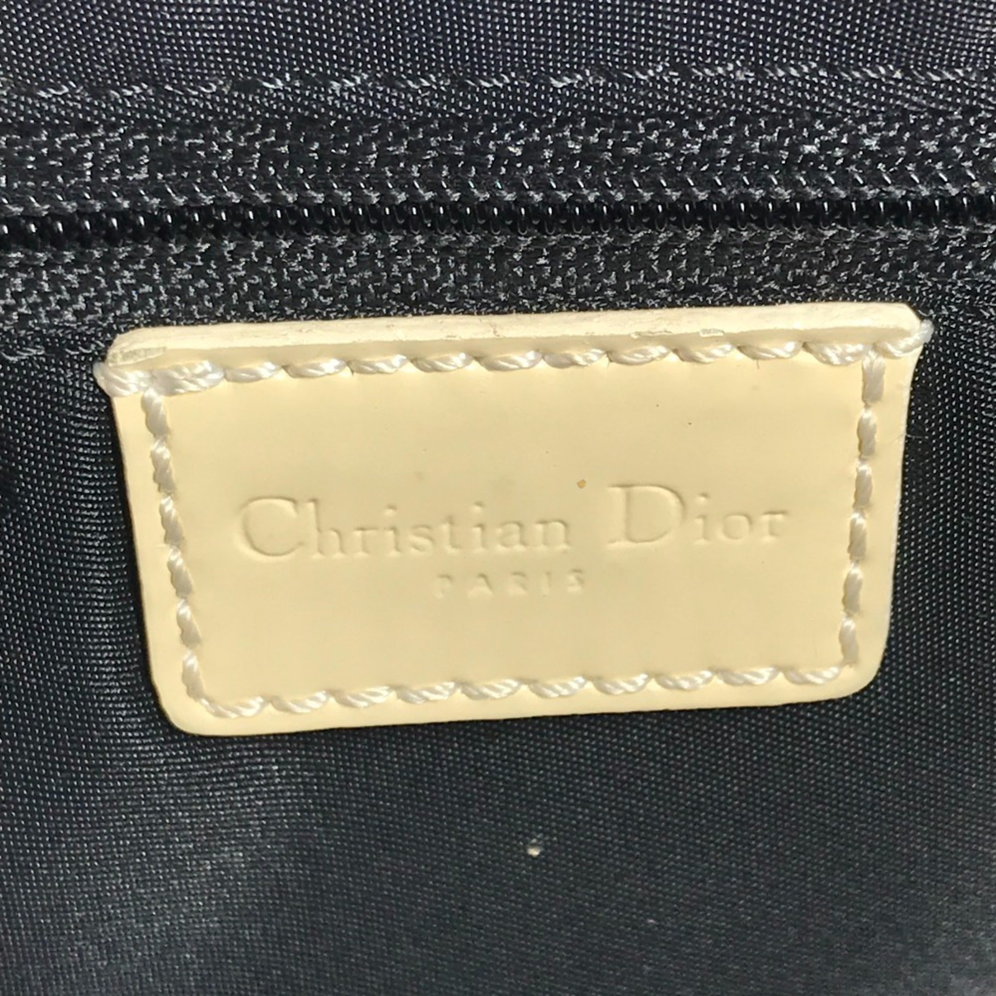 Christian Dior Black White Canvas Pvc Suede Leather Pochette Shoulder Bag (Pre-Owned)