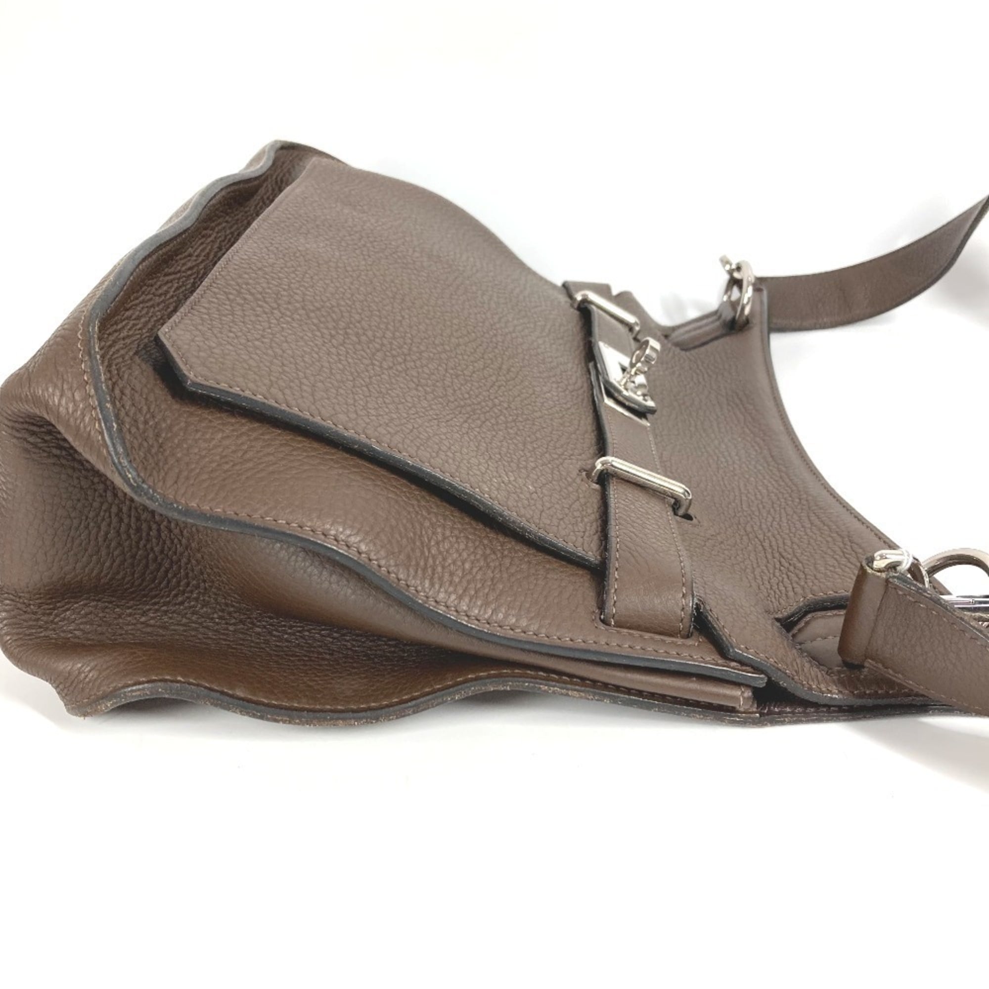 Hermes Jypsiere Dark Brown Taurillon Clemence Leather Shoulder Bag (Pre-Owned)