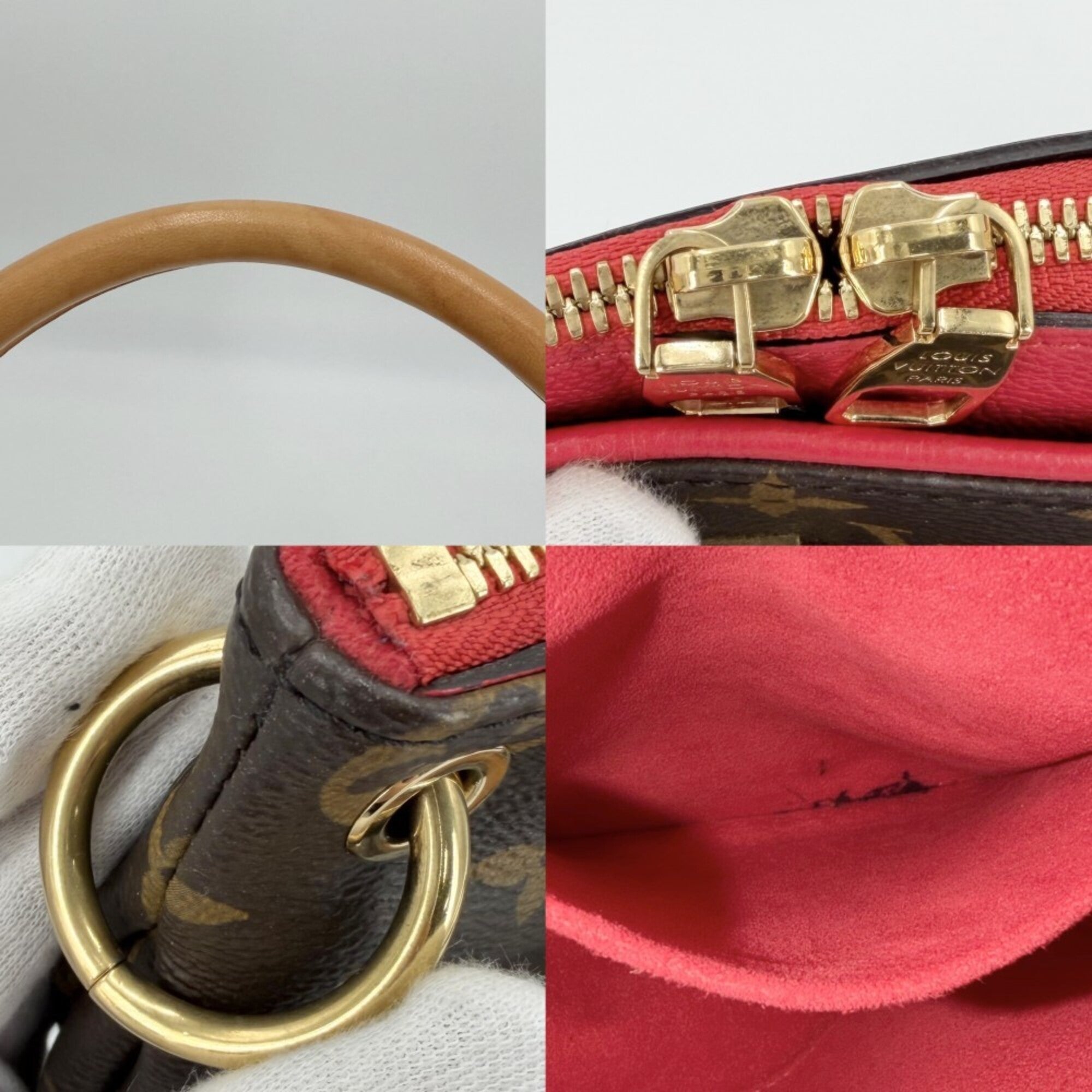 Louis Vuitton Brown Red Color Monogram Handbag Shoulder Bag (Pre-Owned)