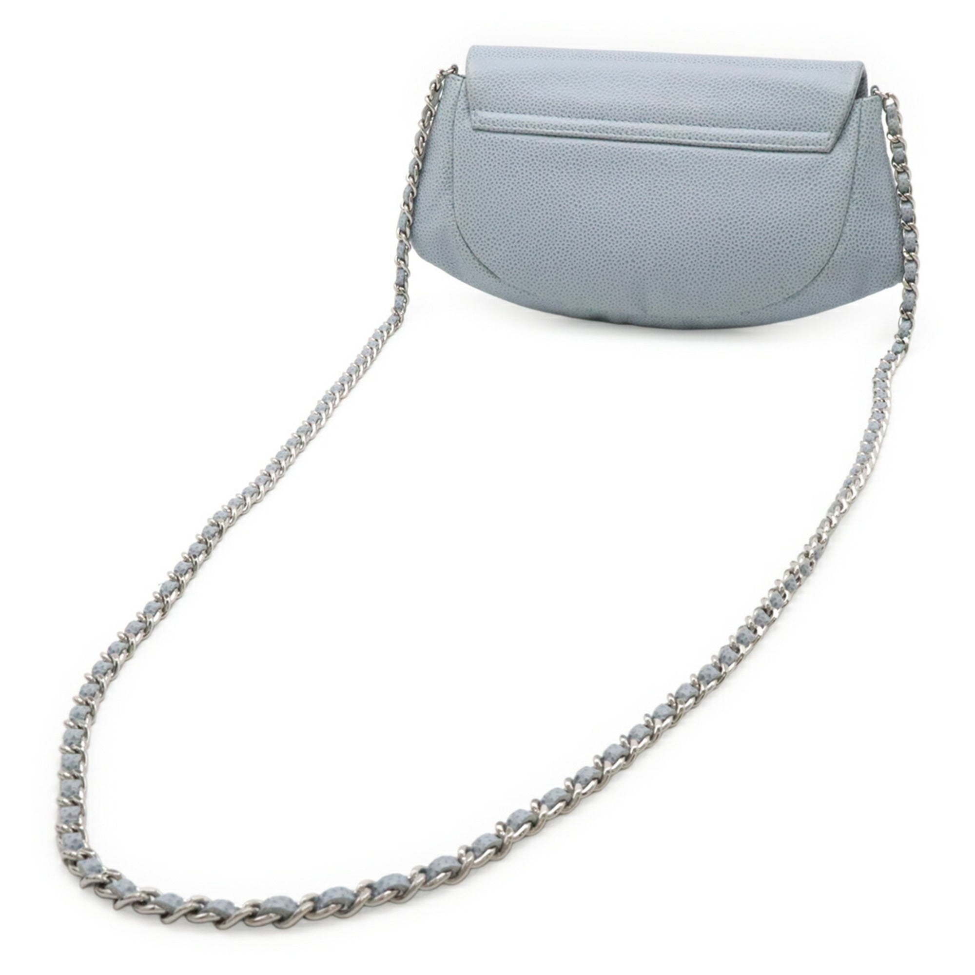 Chanel Light Blue Grained Calfskin Pochette Shoulder Bag (Pre-Owned)