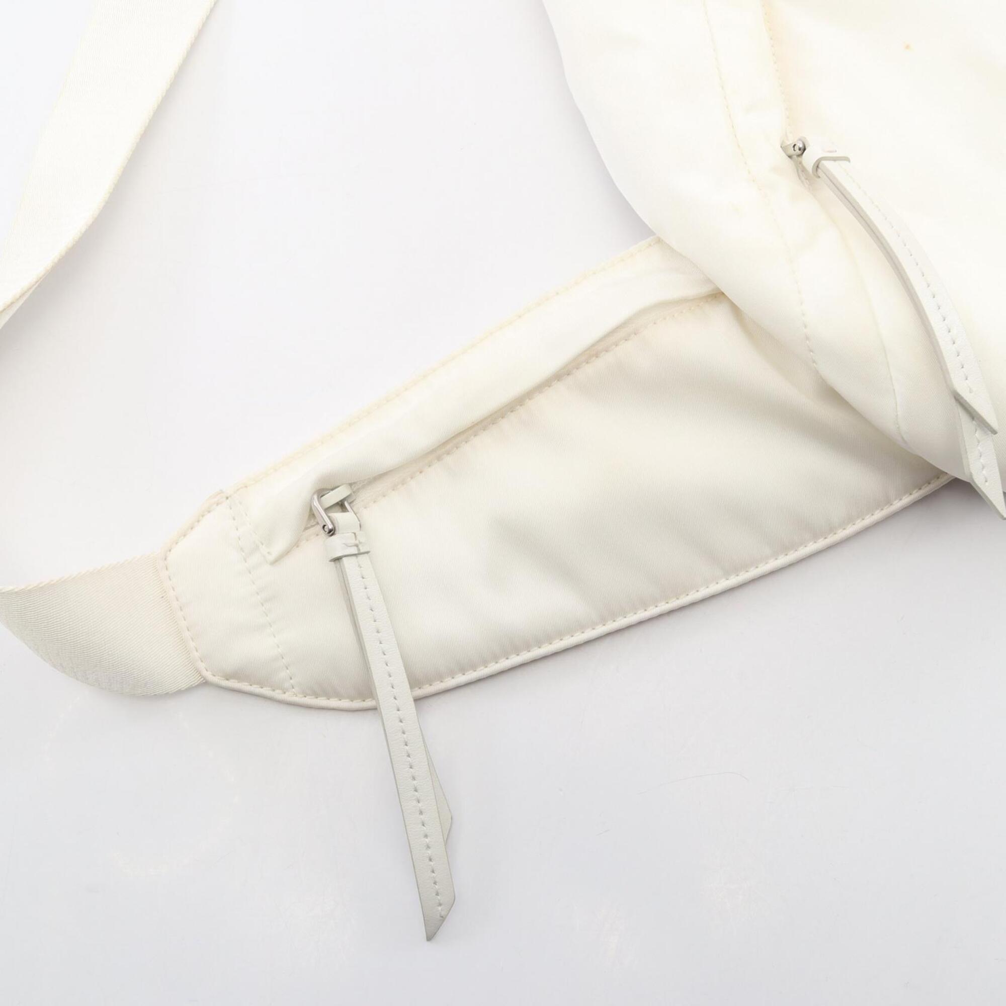 Prada White Nylon Leather Fanny Pack Handbag (Pre-Owned)