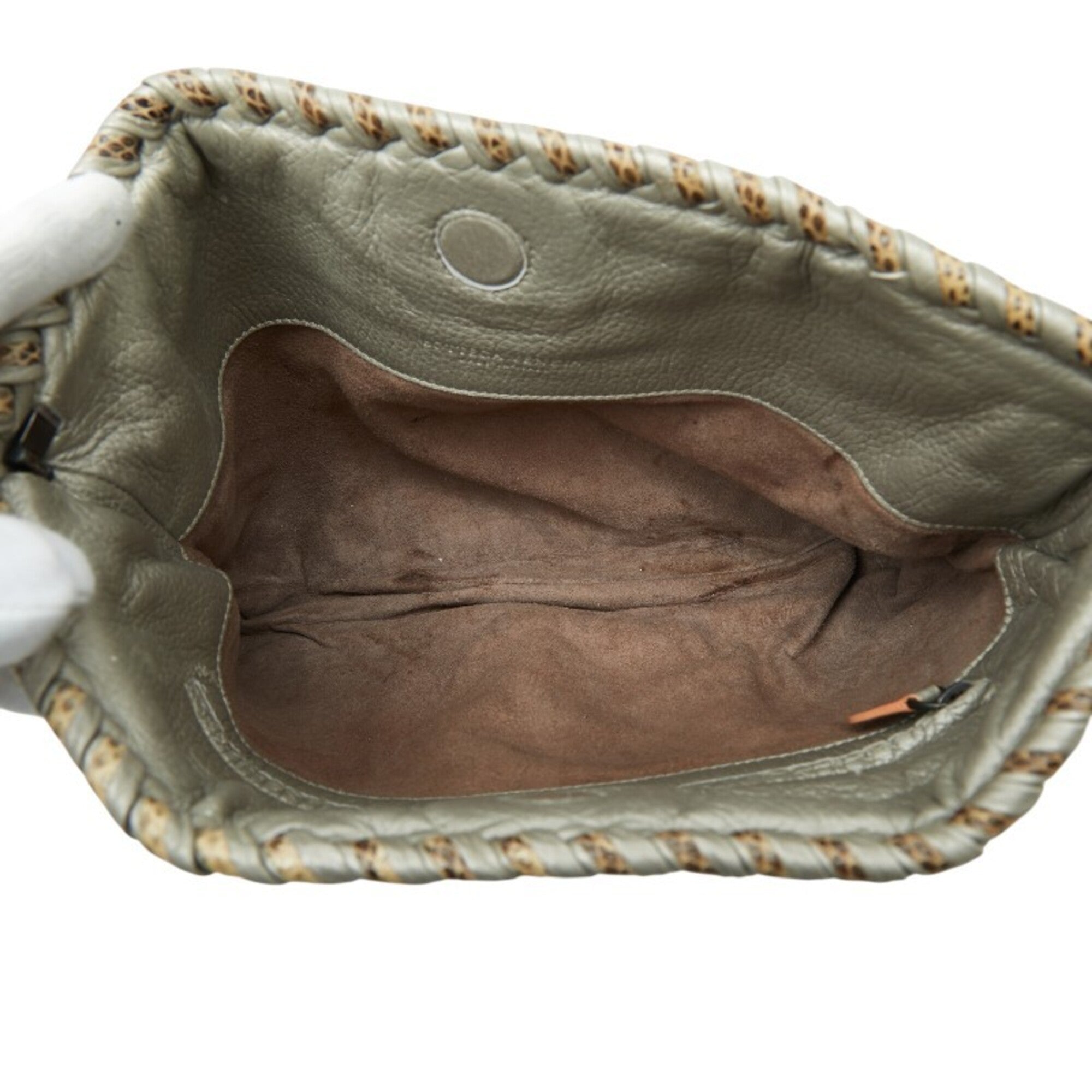 Bottega Veneta Gray Leather Clutch Bag (Pre-Owned)