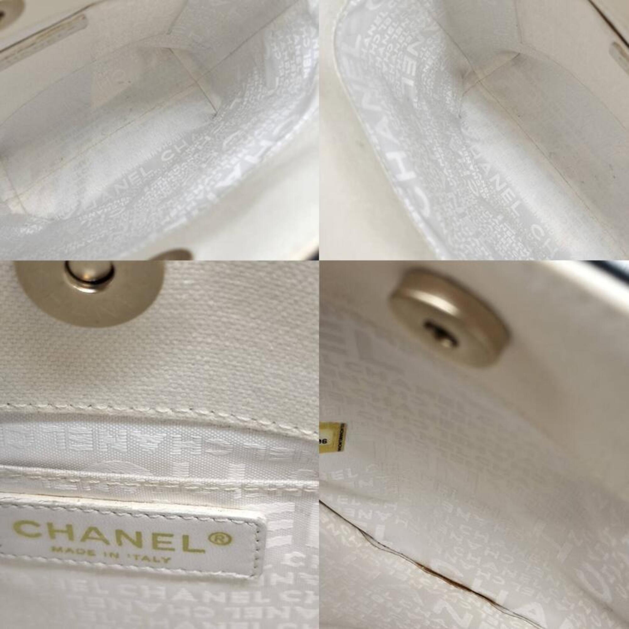Chanel Black Ivory Canvas Tote Bag (Pre-Owned)