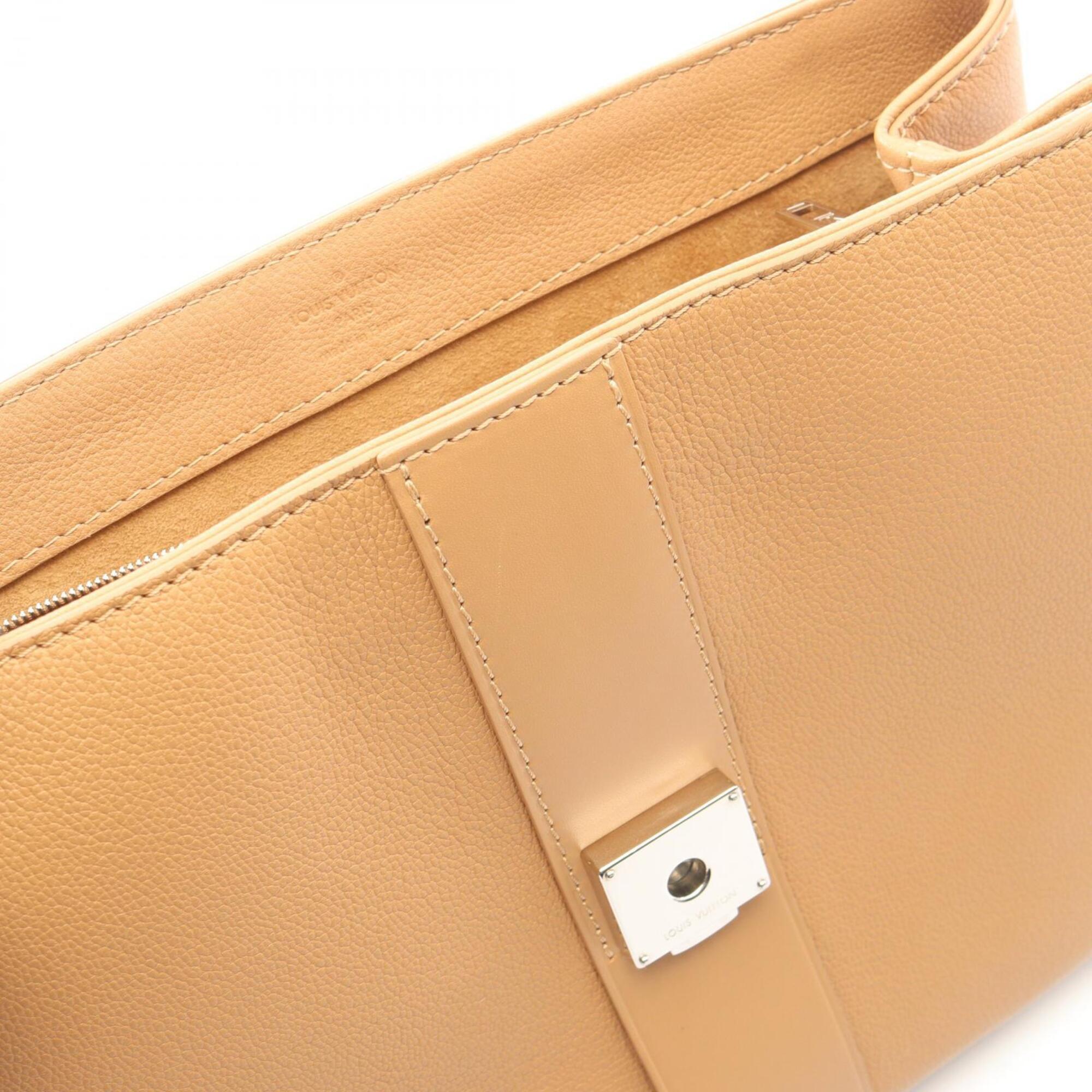 Louis Vuitton Beige Black Brown Leather Handbag (Pre-Owned)