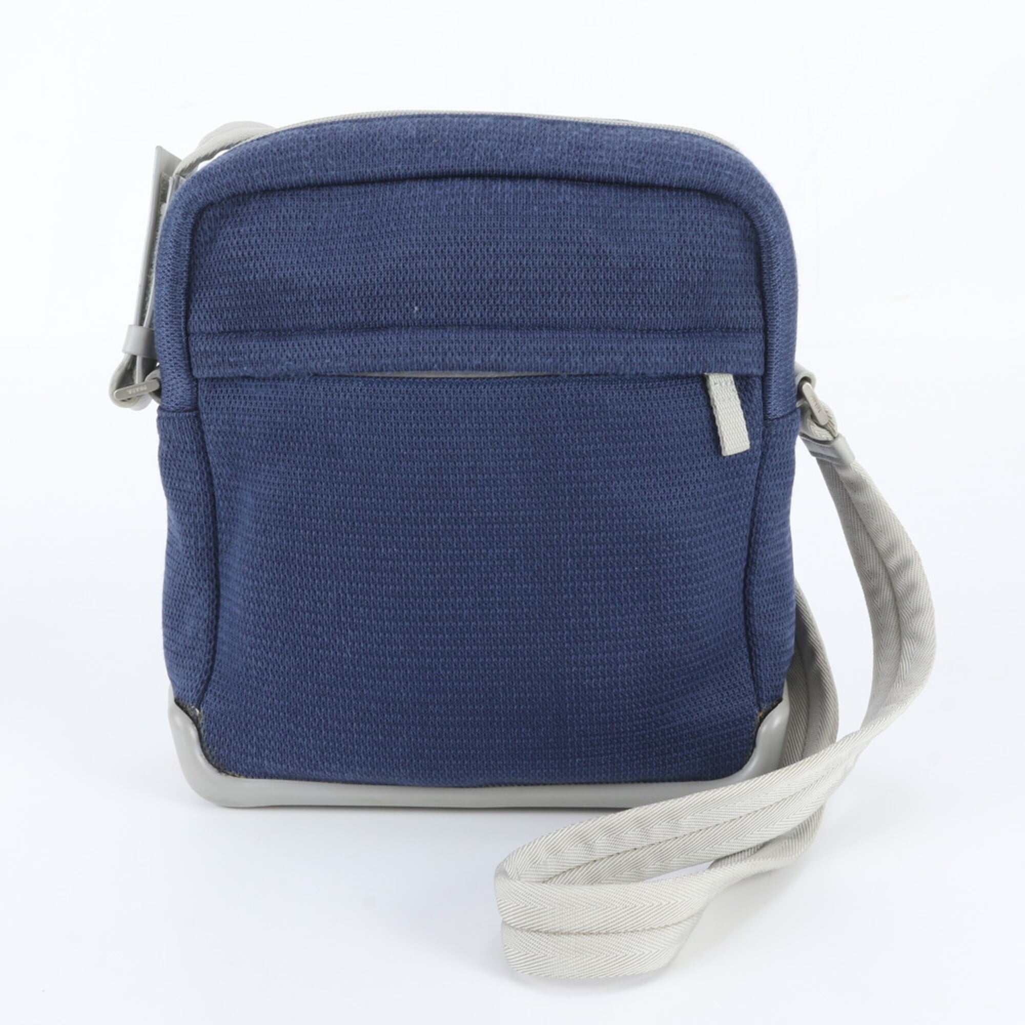 Pradasports Gray Navy Leather Nylon Messenger Bag Shoulder Bag (Pre-Owned)