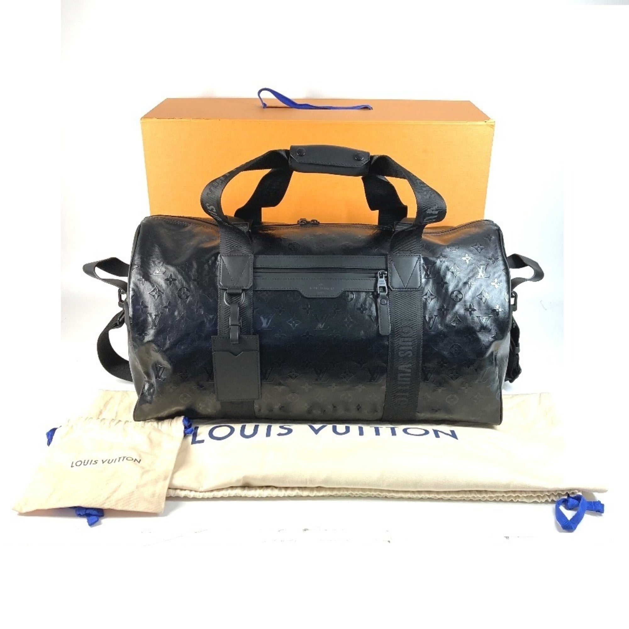 Louis Vuitton Black Leather Canvas Boston Bag Shoulder Bag (Pre-Owned)