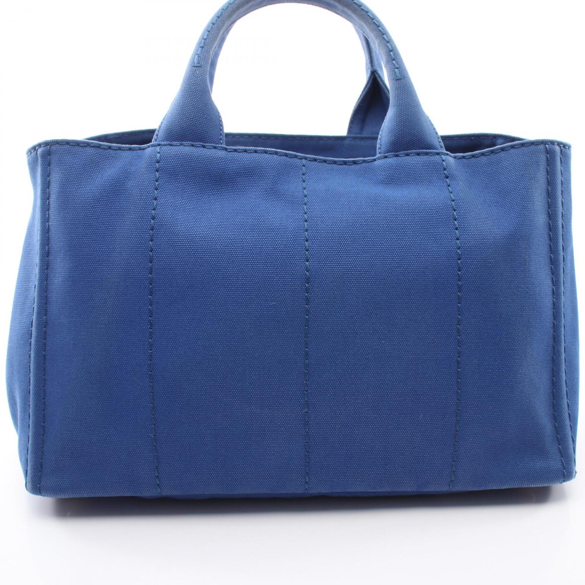 Prada Blue Canvas Handbag Tote Bag (Pre-Owned)