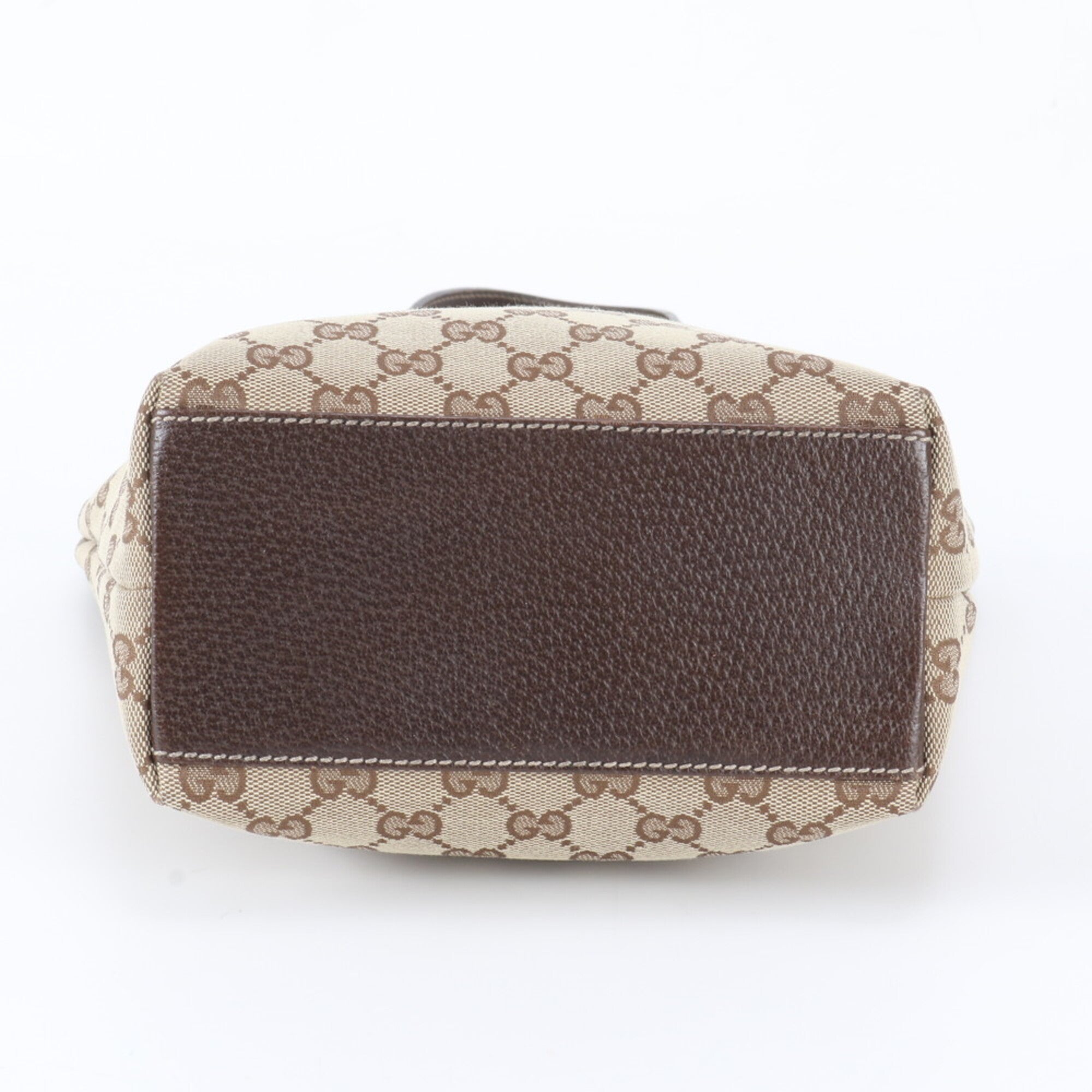 Gucci Brown Leather Canvas Handbag (Pre-Owned)
