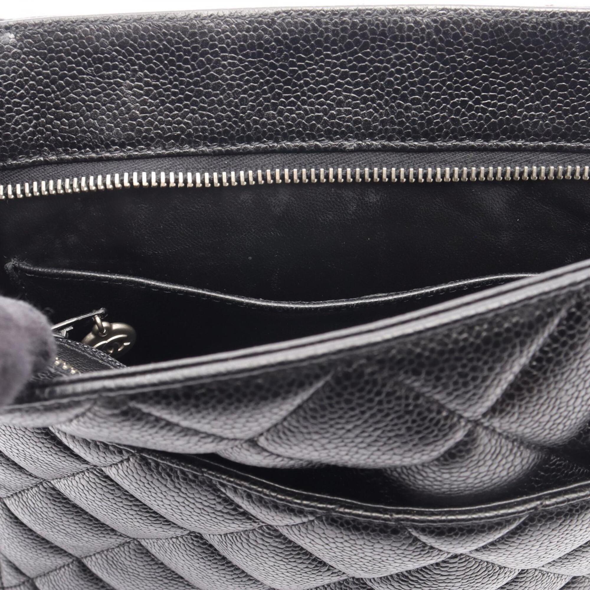 Chanel Black Grained Calfskin Handbag Tote Bag (Pre-Owned)