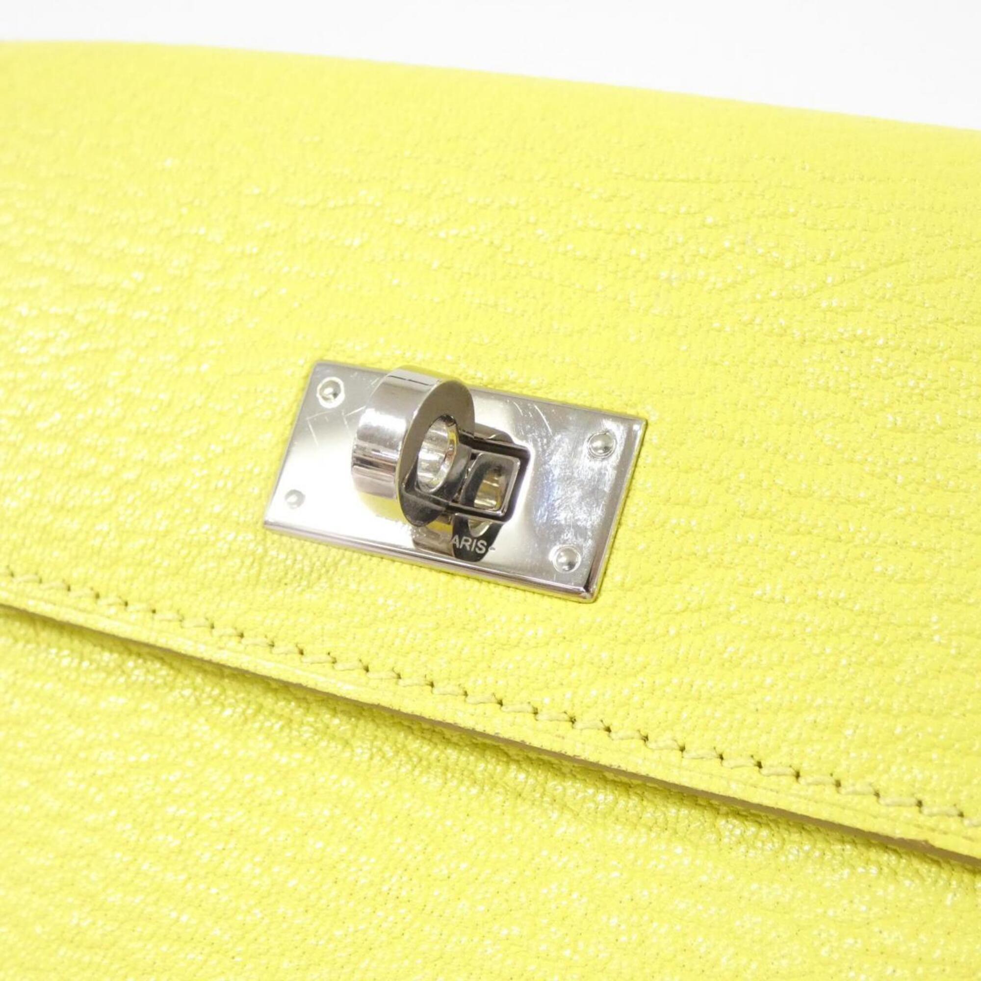 Hermes Lime Yellow Chevre Leather Card Wallet (Pre-Owned)