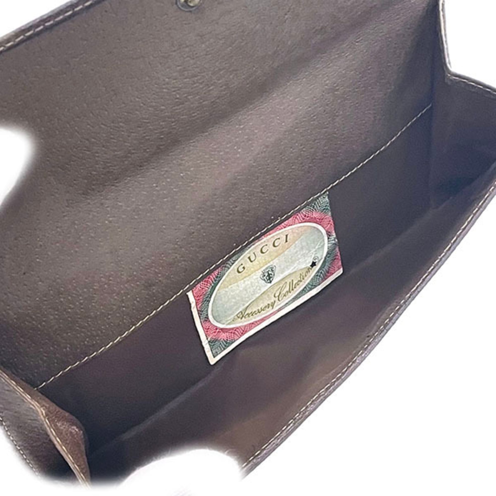 Gucci Beige Brown Pvc Leather Long Wallet (Bi-Fold) (Pre-Owned)