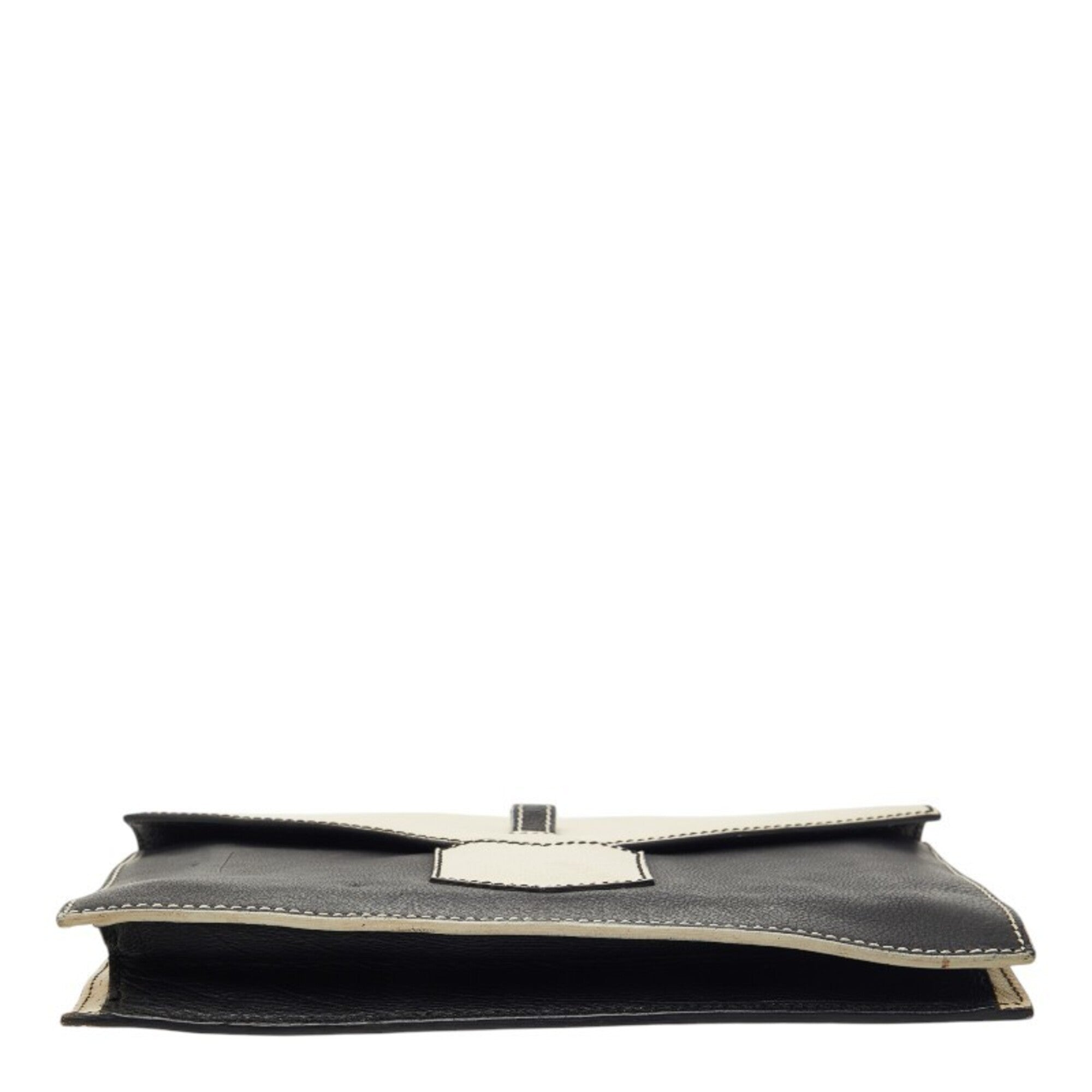 Saint Laurent Black White Leather Clutch Bag (Pre-Owned)