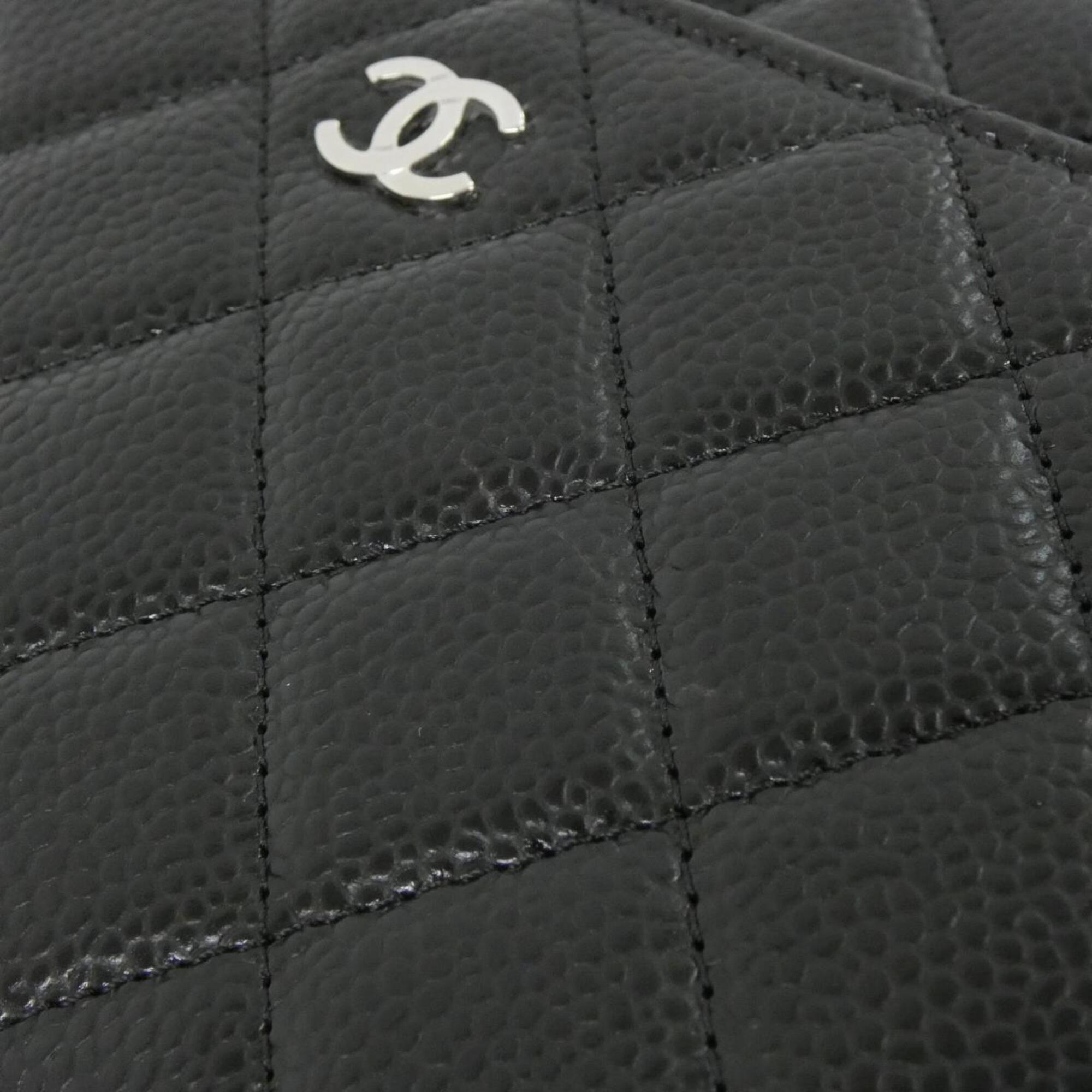 Chanel Black Grained Calfskin Chain/Shoulder Wallet (Pre-Owned)