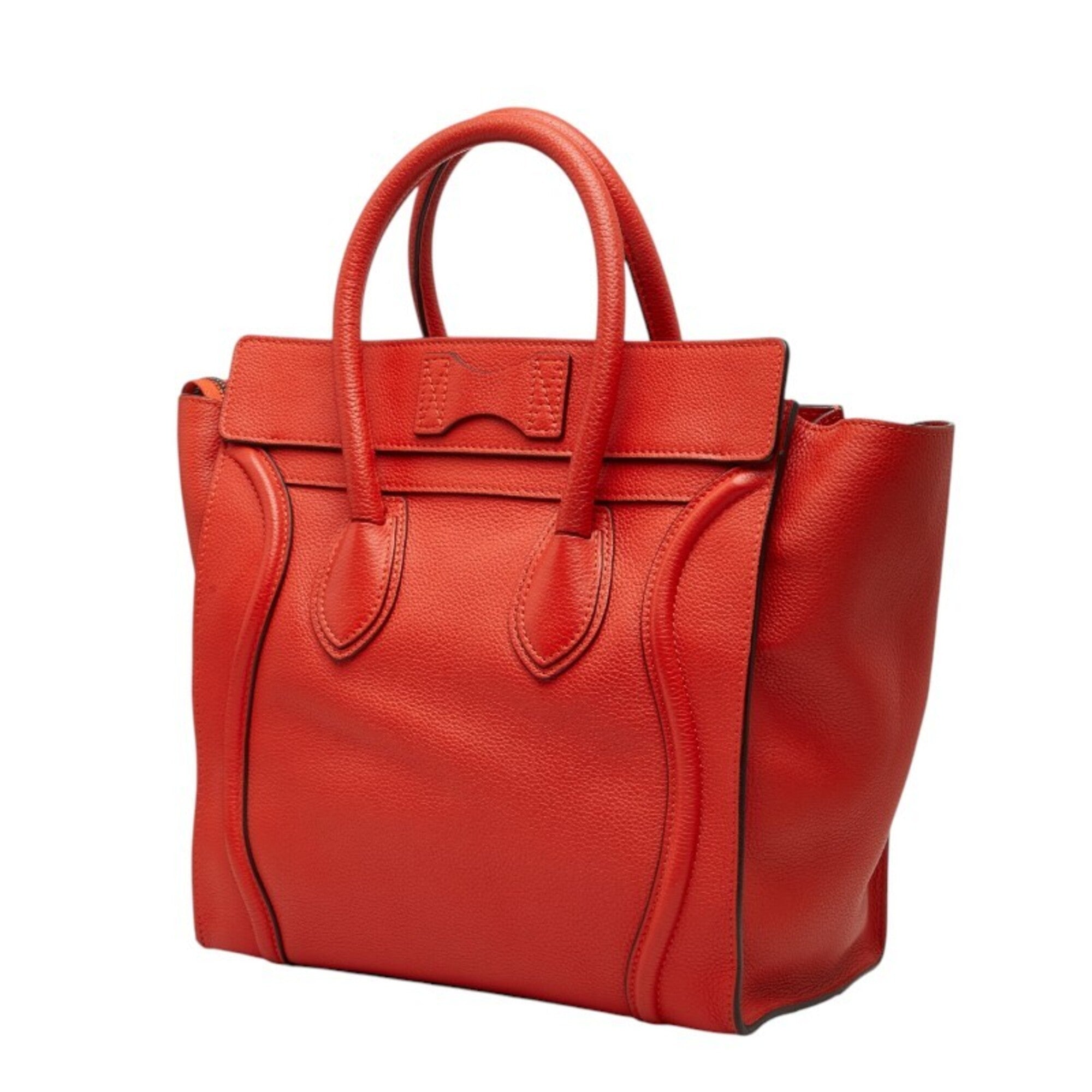 Celine Orange Red Color Leather Handbag (Pre-Owned)