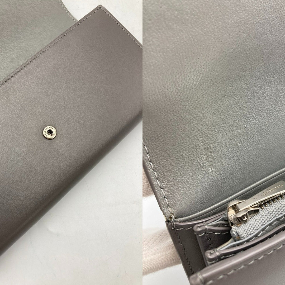 Balenciaga Gray Leather Long Wallet (Bi-Fold) (Pre-Owned)