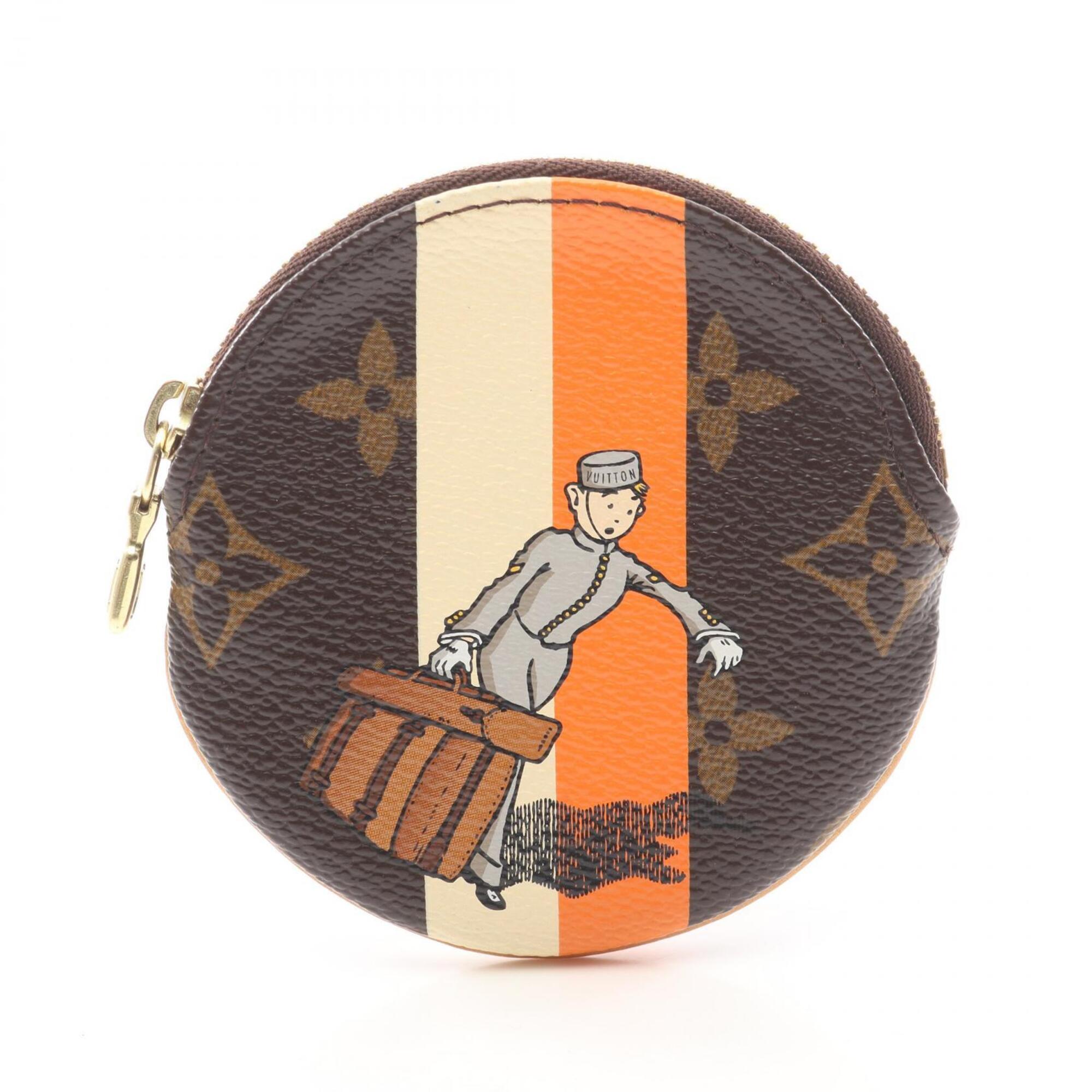 Louis Vuitton Brown Multi-Color Orange Leather Pvc Coin Purse/Coin Case (Pre-Owned)