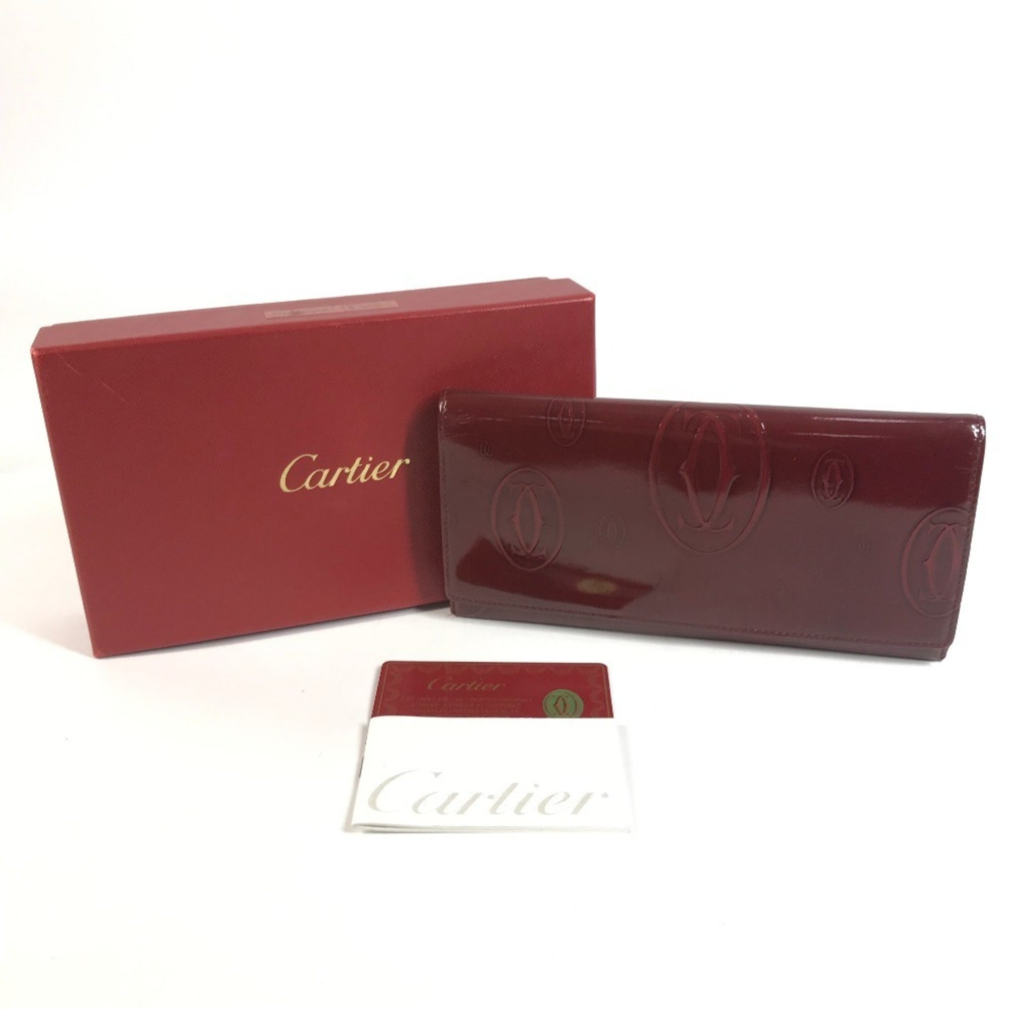 Cartier Red Color Patent Leather Long Wallet (Bi-Fold) (Pre-Owned)