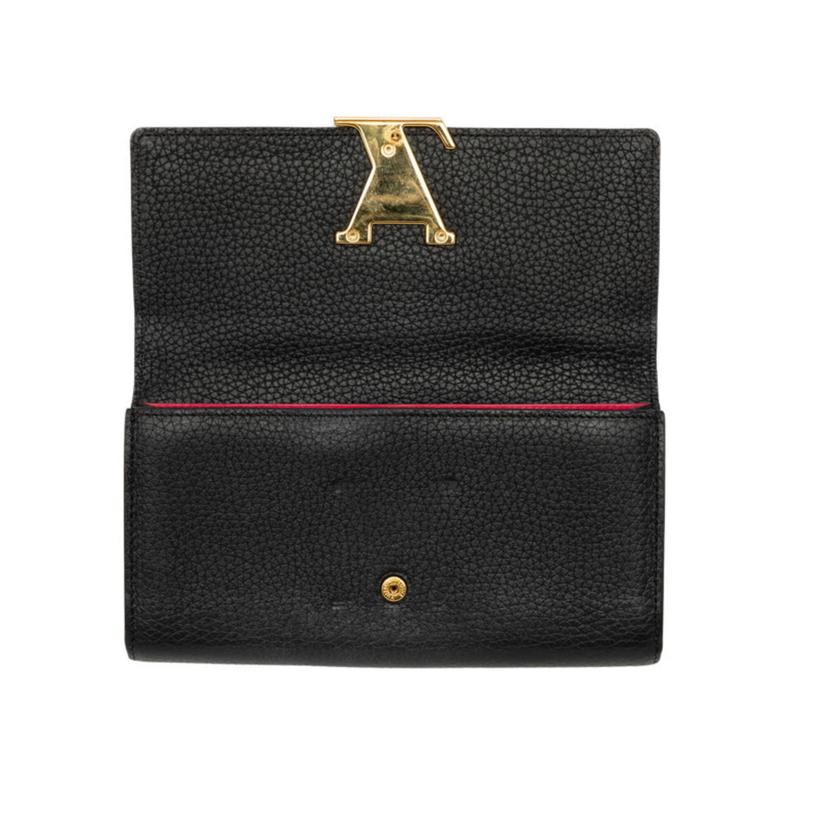 Louis Vuitton Black Noir Leather Long Wallet (Bi-Fold) (Pre-Owned)