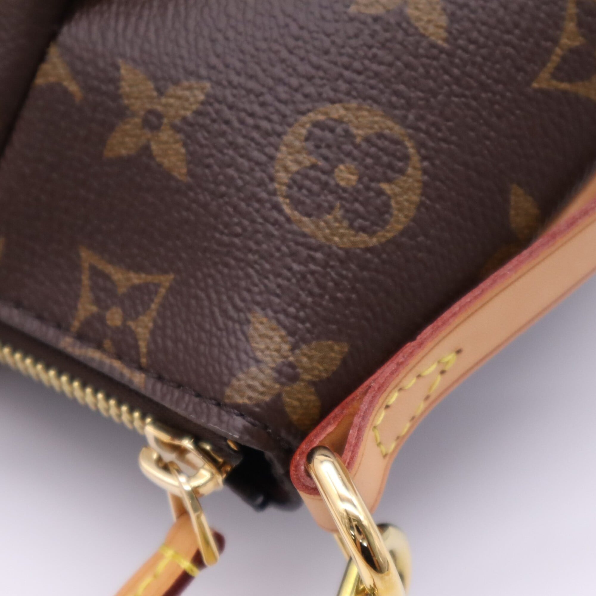 Louis Vuitton Monogram Beige Brown Coated Canvas Leather Handbag Shoulder Bag (Pre-Owned)
