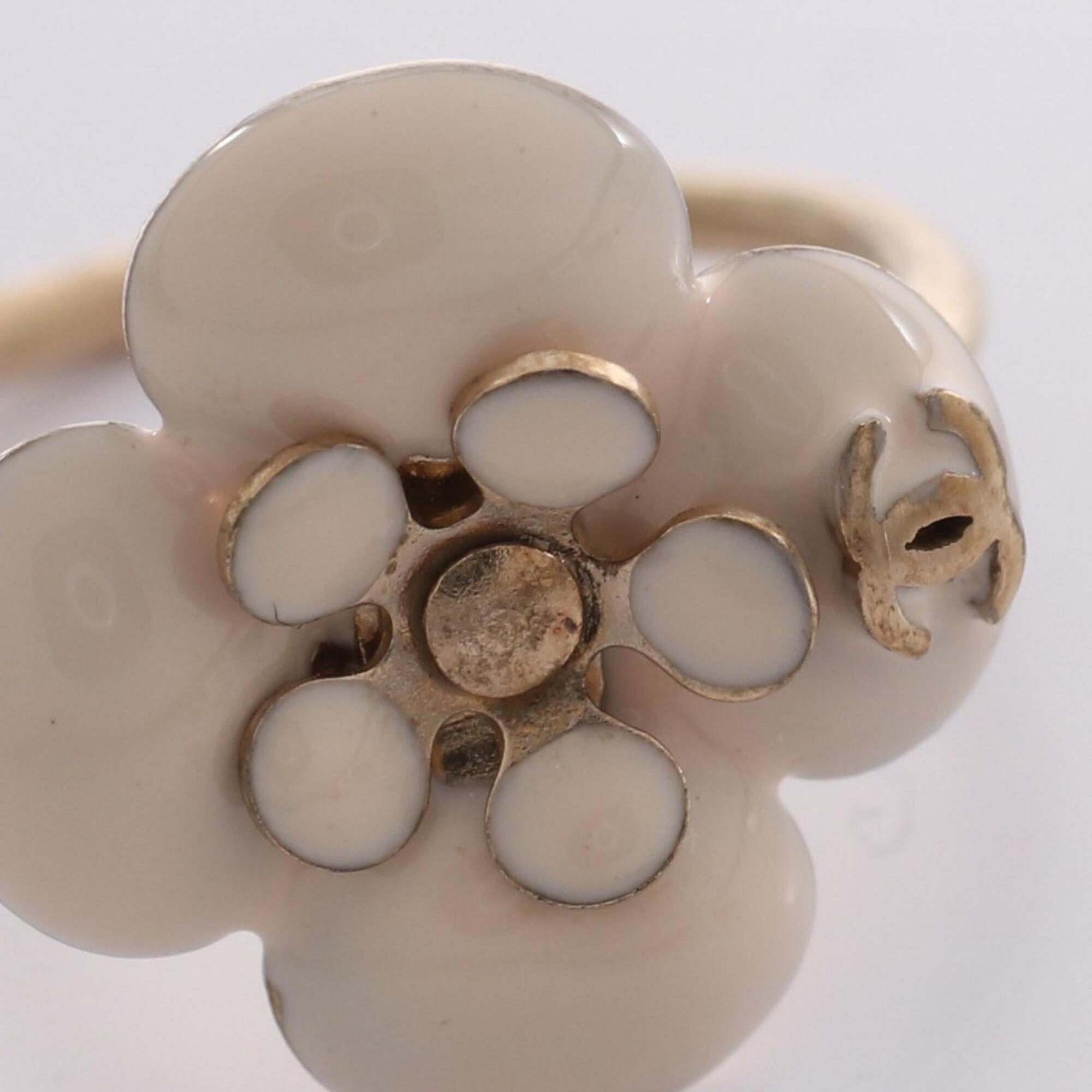 Chanel Gold White Gold Plating Band Ring (Pre-Owned)