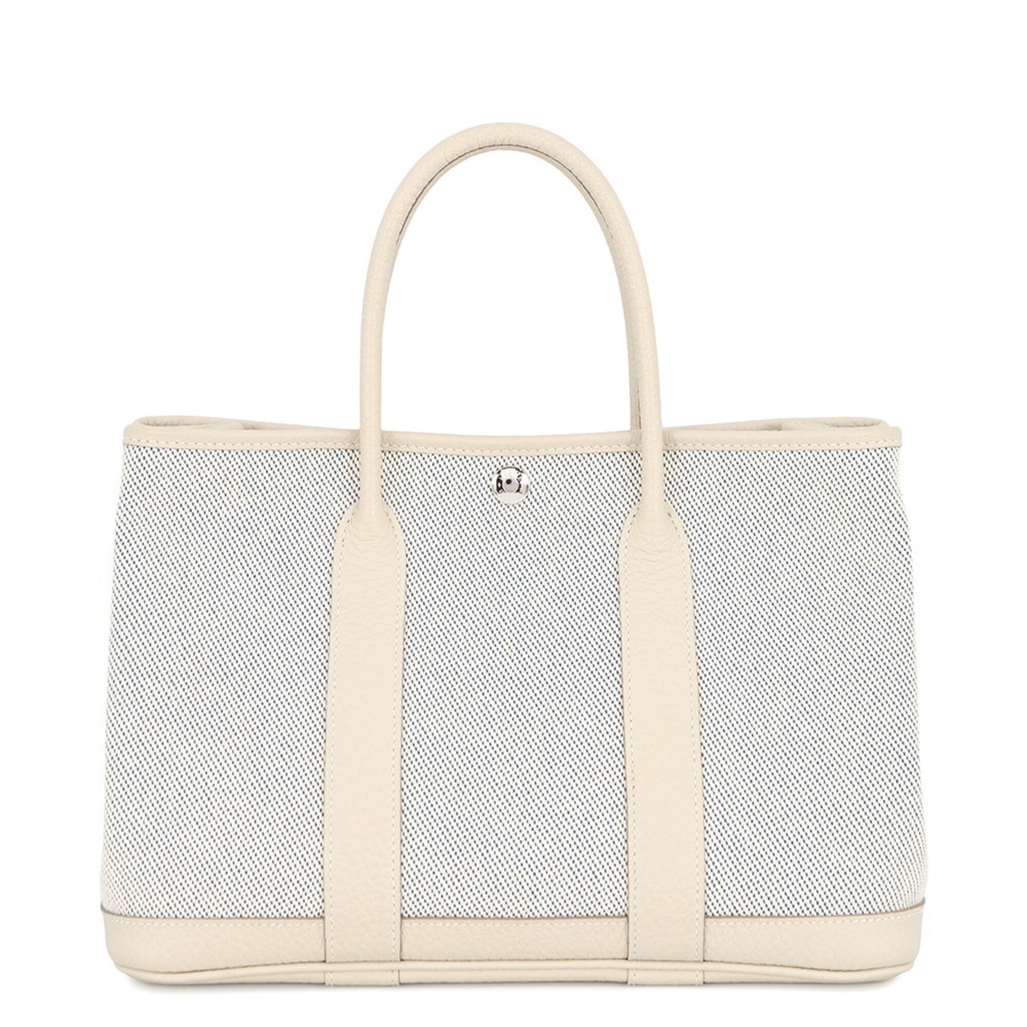 Hermes Blue Ecru Ivory Toile H Country Leather Tote Bag (Pre-Owned)