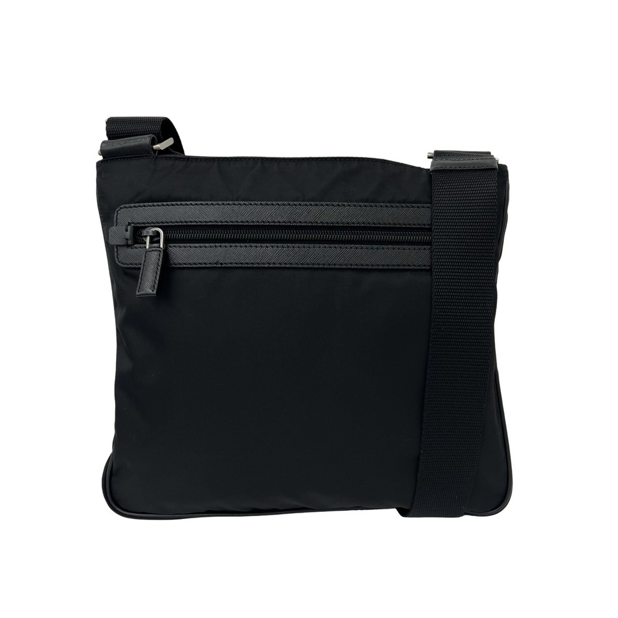 Prada Black Nylon Leather Shoulder Bag Tote Bag (Pre-Owned)