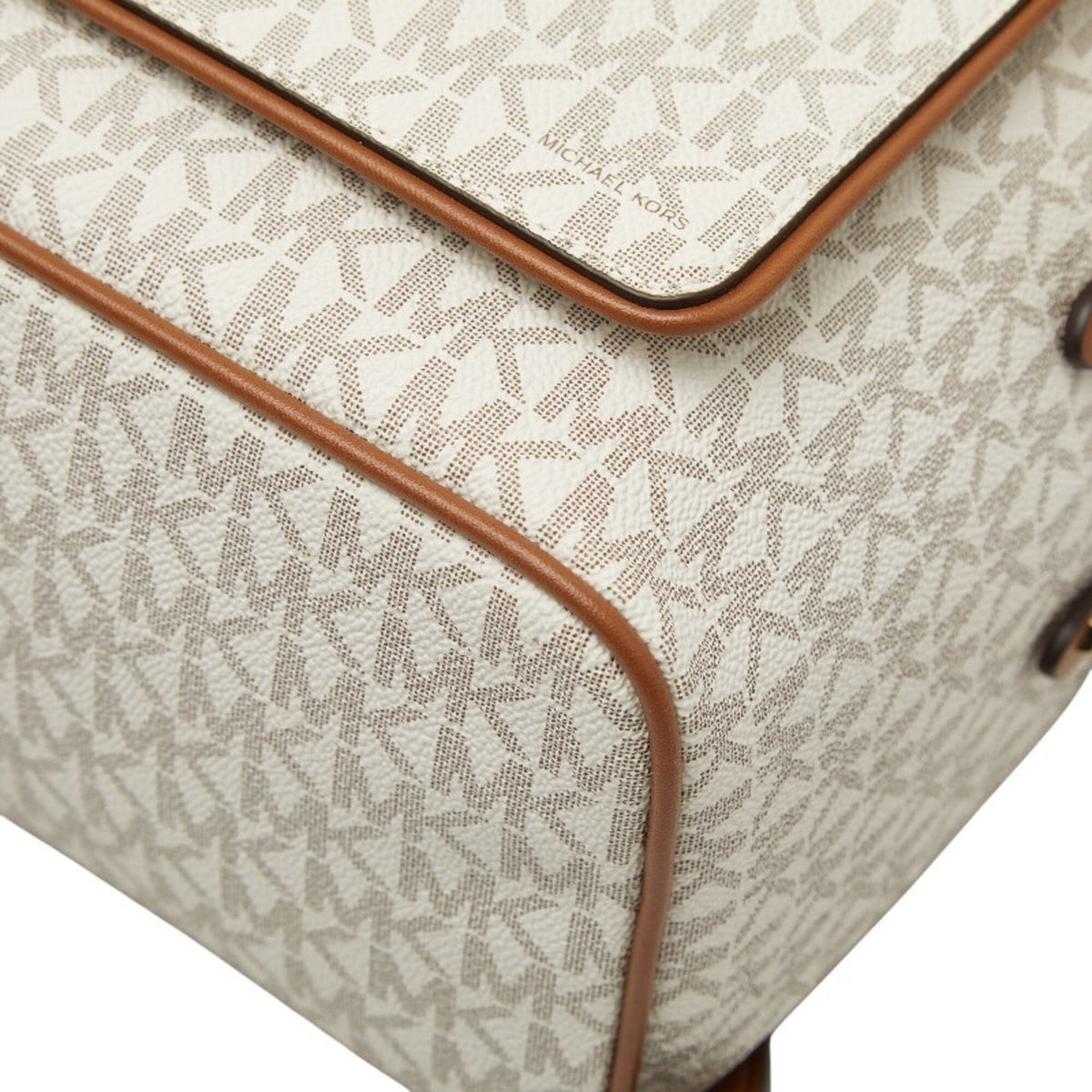 Michael Kors Brown White Pvc Leather Backpack (Pre-Owned)