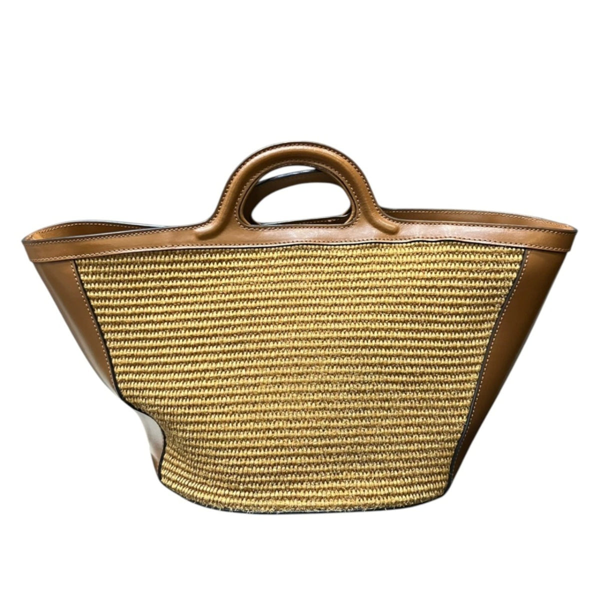 Marni Brown Hemp Linen Leather Basket Handbag (Pre-Owned)