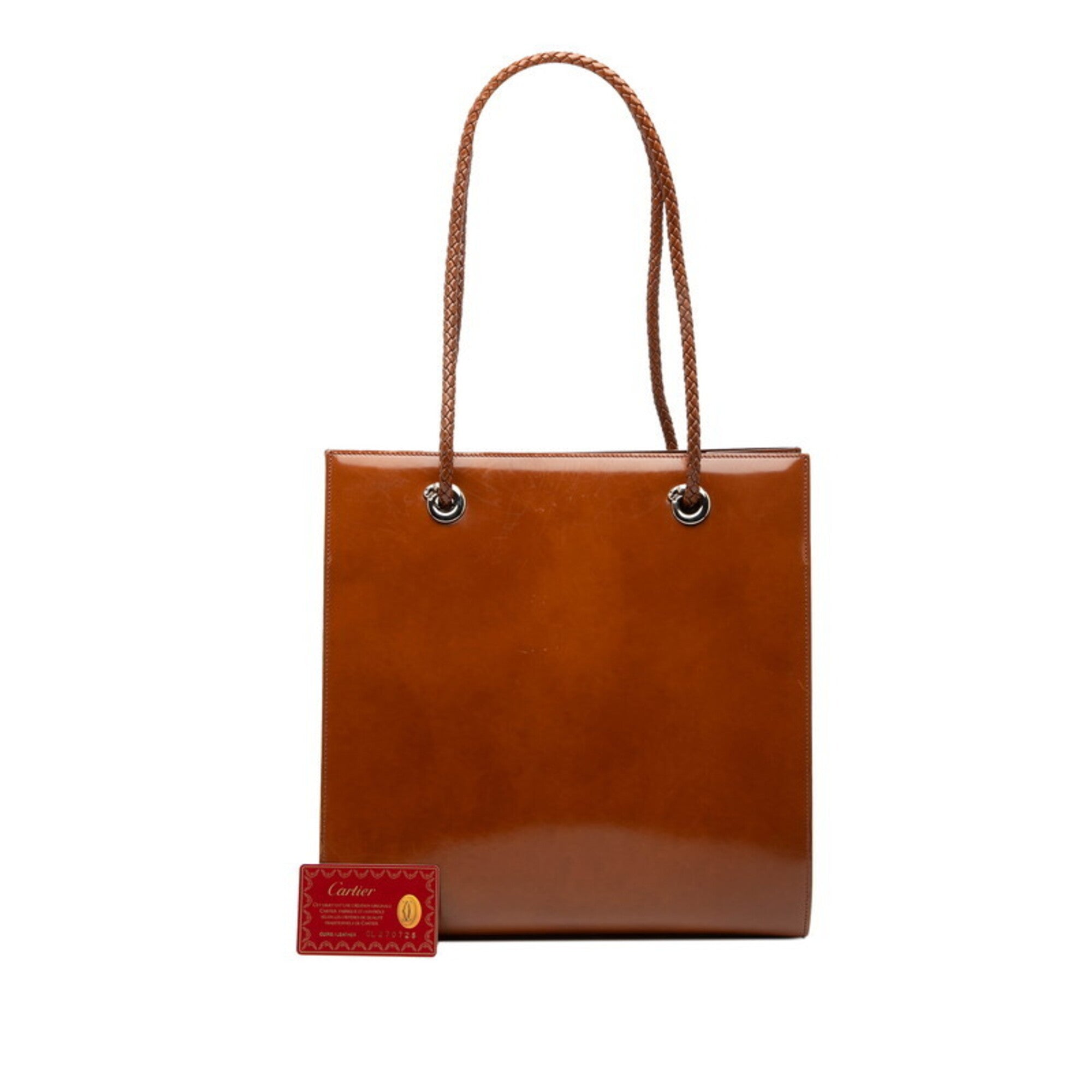 Cartier Brown Leather Shoulder Bag Tote Bag (Pre-Owned)