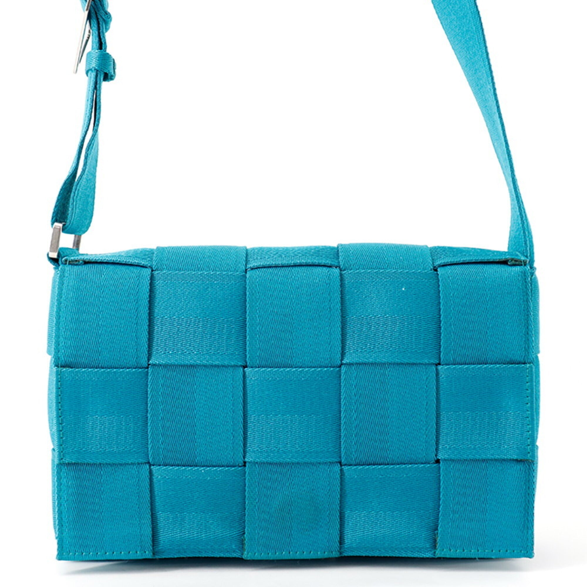 Bottega Veneta Intrecciato Blue Canvas Handbag Shoulder Bag (Pre-Owned)