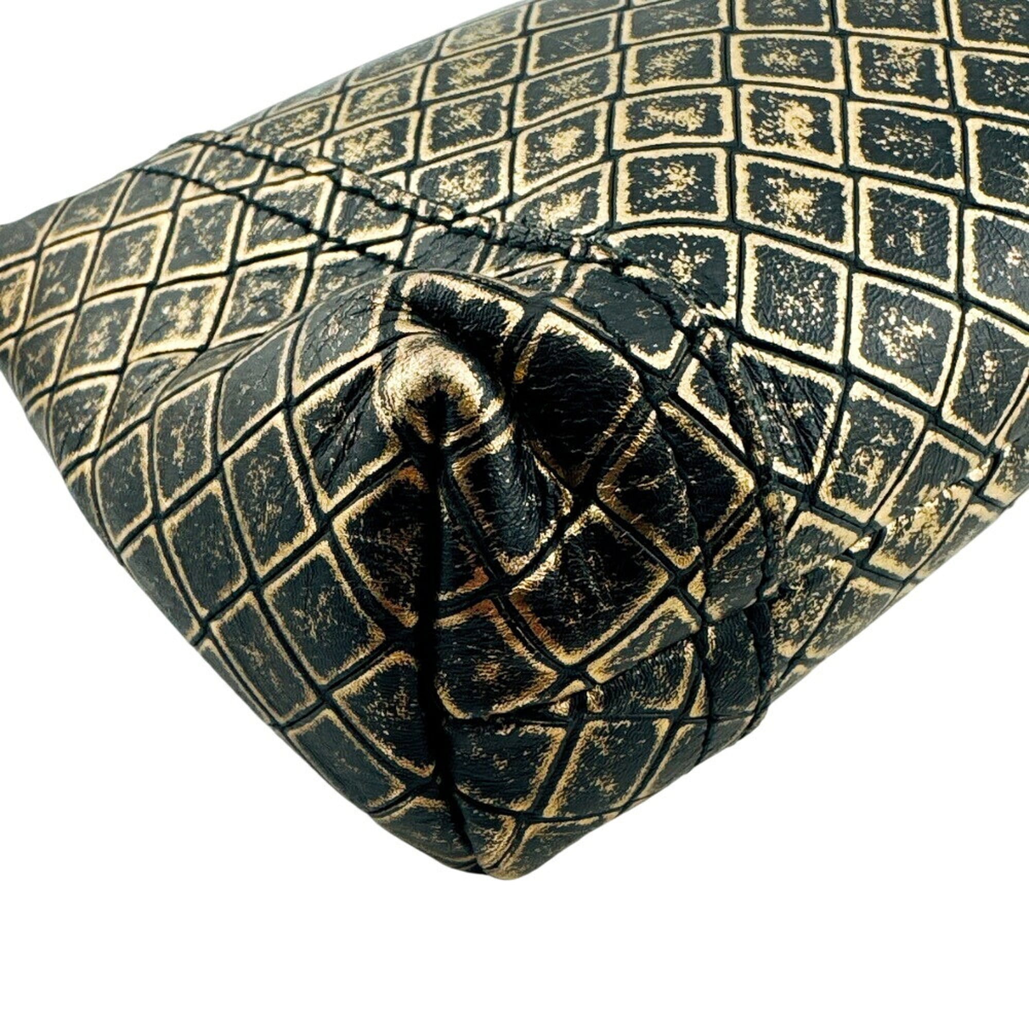 Bottega Veneta Black Gold Leather Pouch (Pre-Owned)