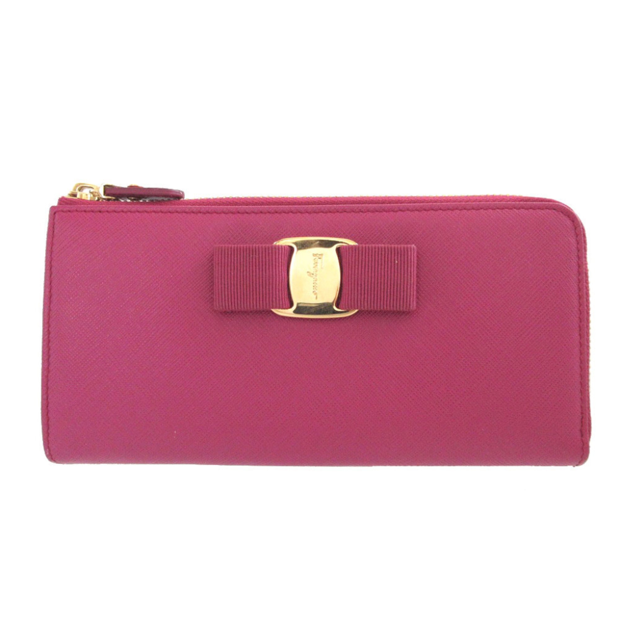 Salvatore Ferragamo Purple Leather Long Wallet (Bi-Fold) (Pre-Owned)