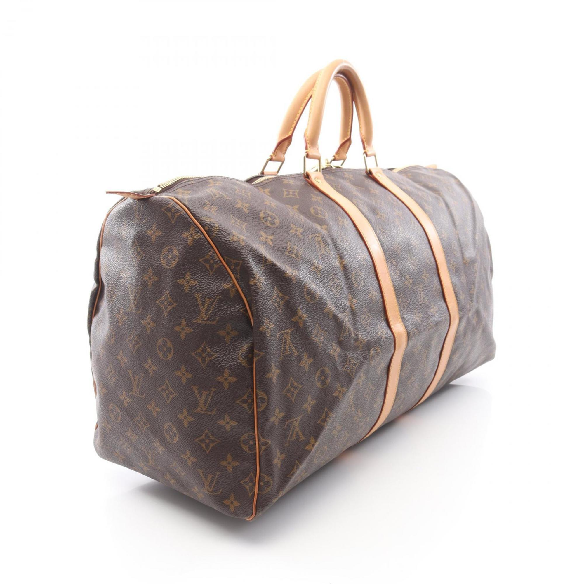 Louis Vuitton Brown Coated Canvas Leather Boston Bag Handbag (Pre-Owned)