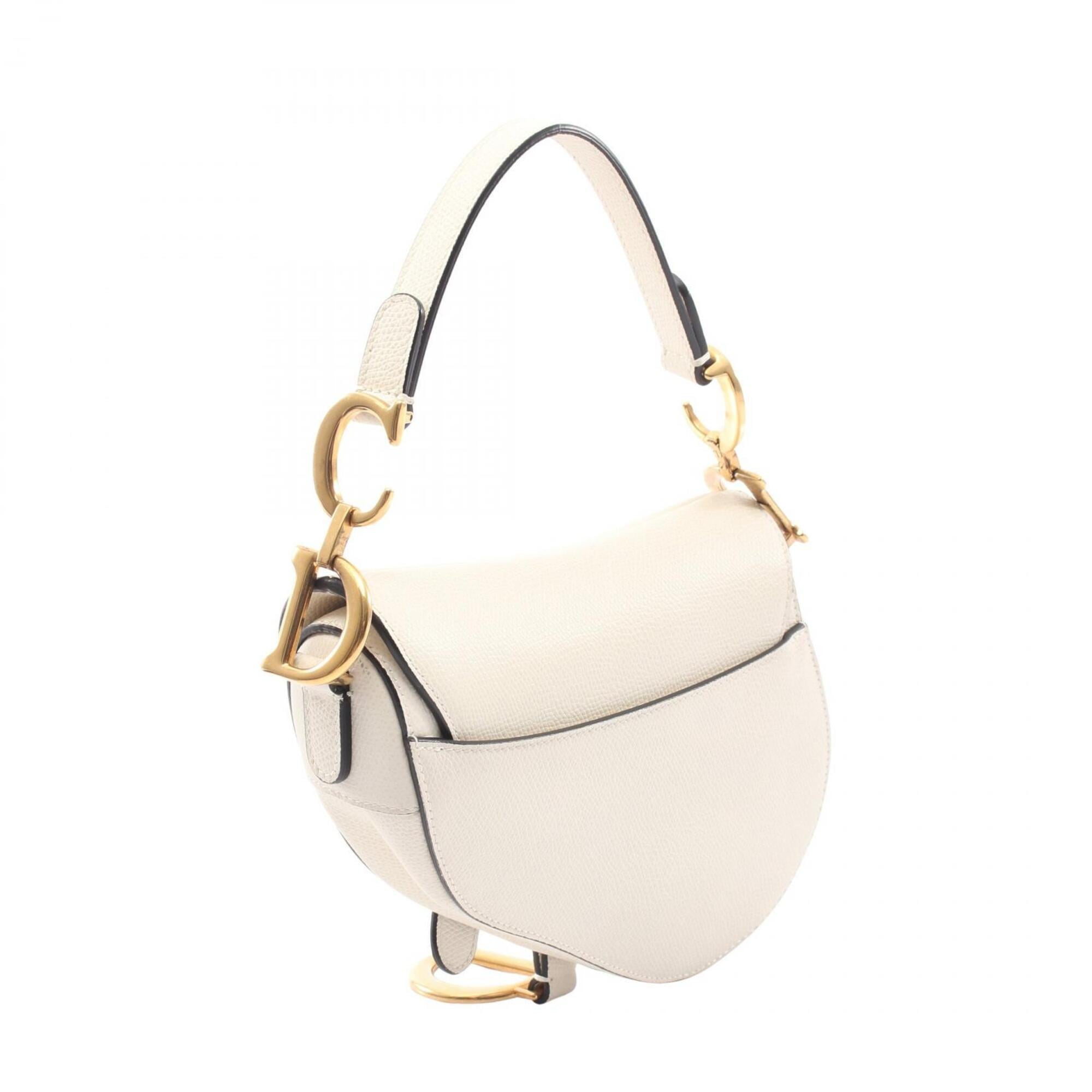 Christian Dior White Leather Handbag Saddle Bag (Pre-Owned)